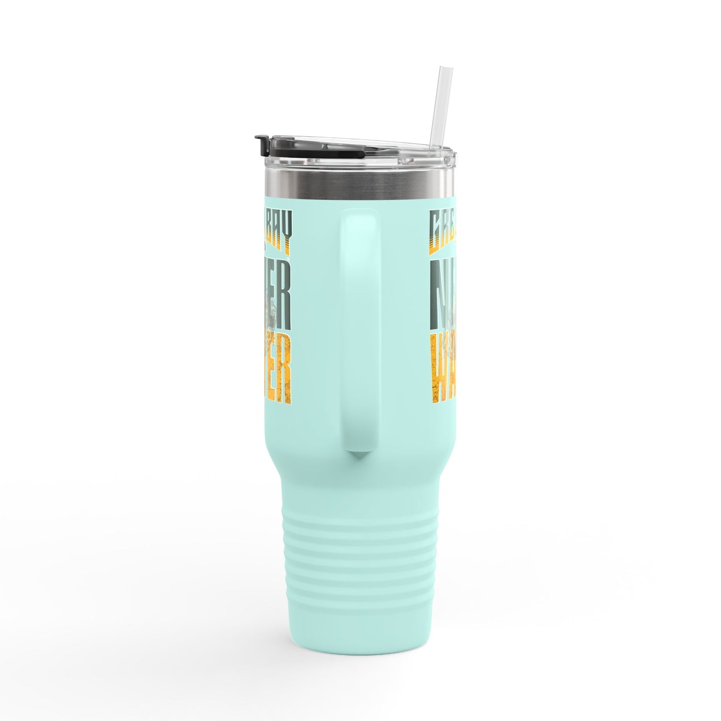 Green Bay Fans Never Waver with leopard football Insulated Travel Mug, 40oz - Never Waver