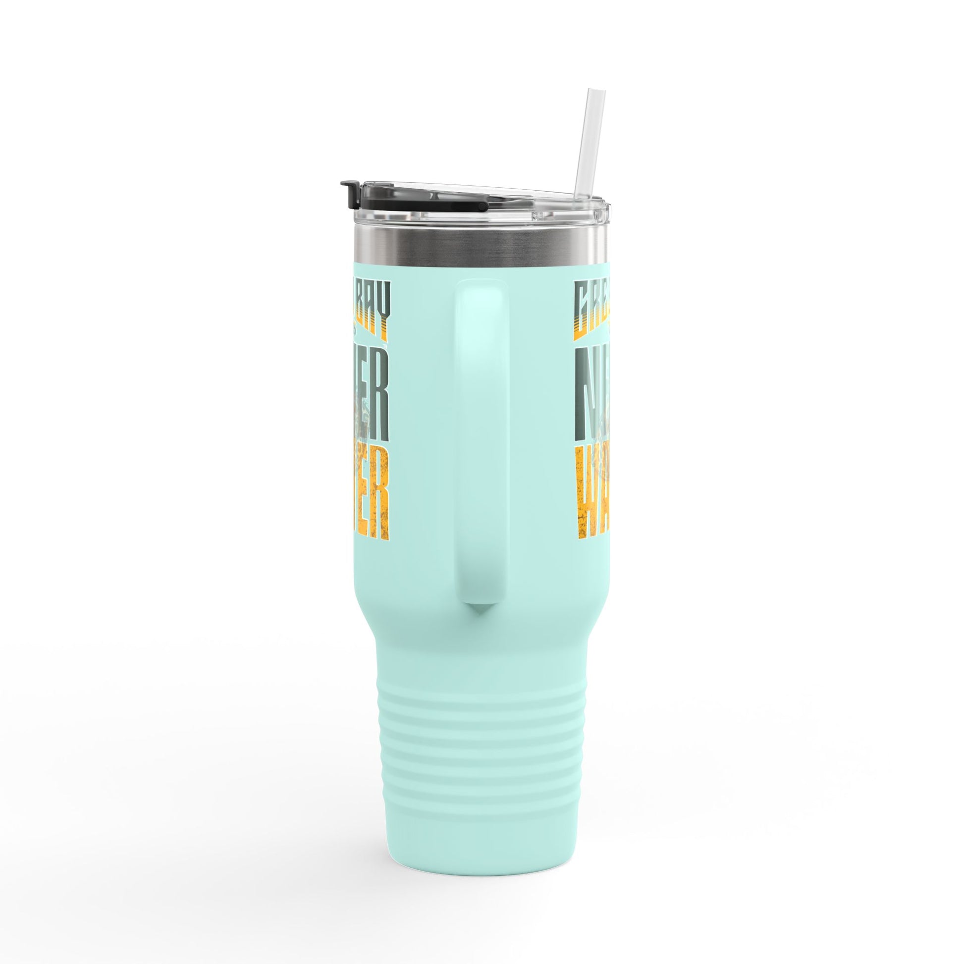 Green Bay Fans Never Waver with leopard football Insulated Travel Mug, 40oz - Never Waver
