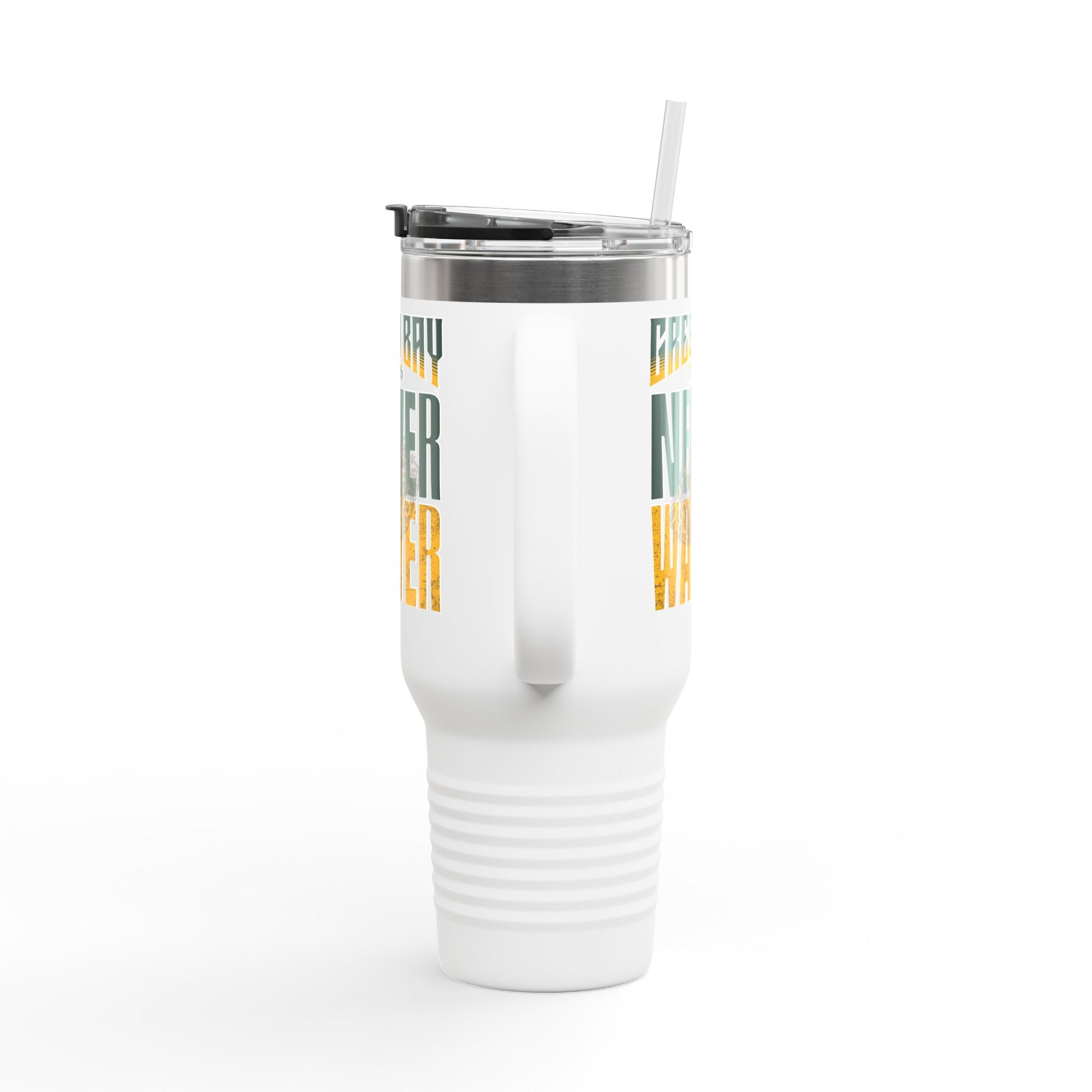 Green Bay Fans Never Waver with leopard football Insulated Travel Mug, 40oz - Never Waver