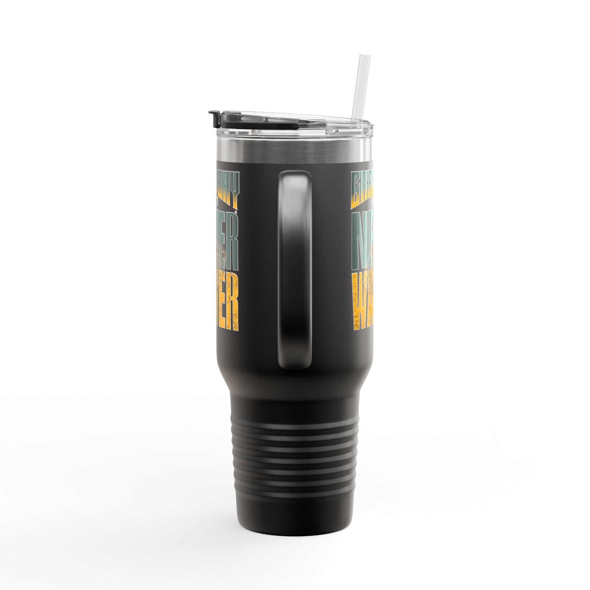 Green Bay Fans Never Waver with leopard football Insulated Travel Mug, 40oz - Never Waver