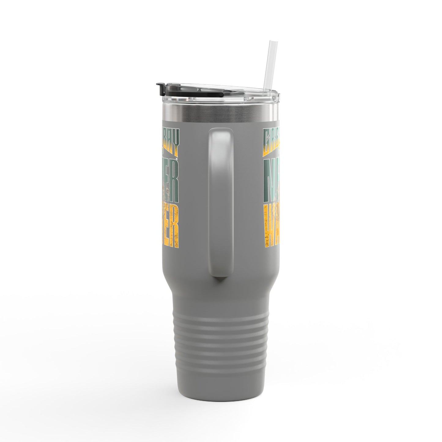Green Bay Fans Never Waver with leopard football Insulated Travel Mug, 40oz - Never Waver