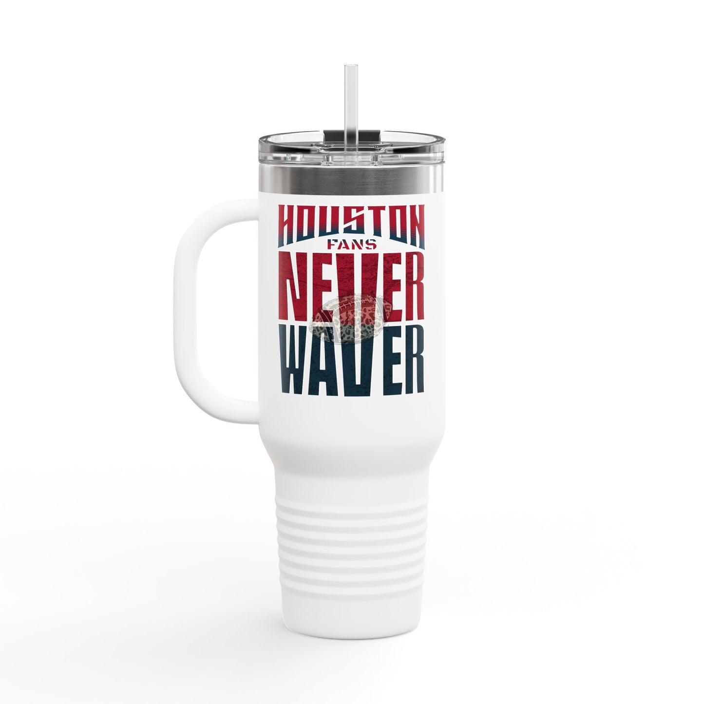 Houston Fans Never Waver W-Leopard Football Insulated Travel Mug, 40oz - Never Waver