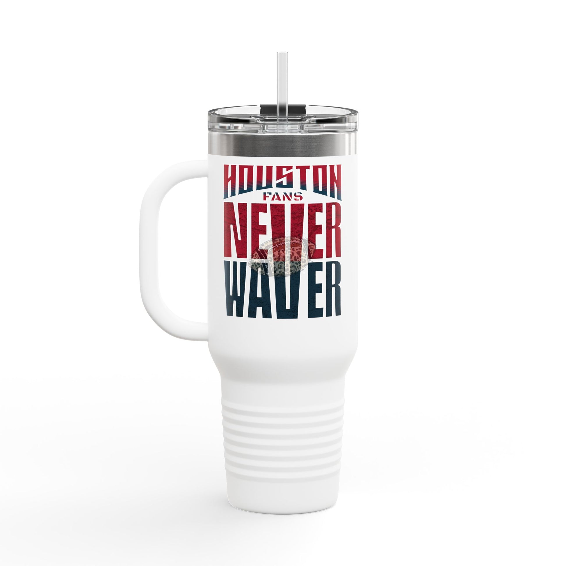 Houston Fans Never Waver W-Leopard Football Insulated Travel Mug, 40oz - Never Waver