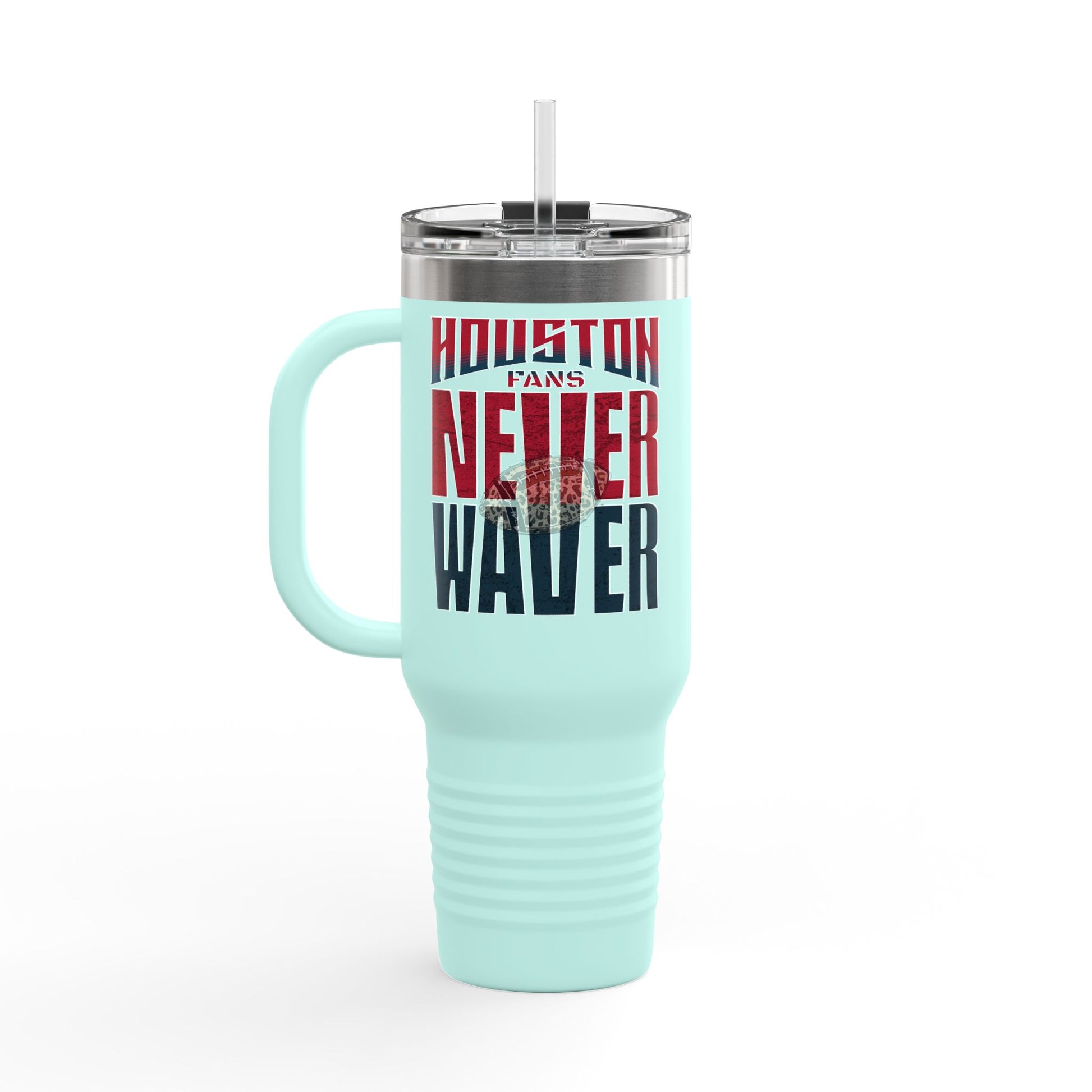 Houston Fans Never Waver W-Leopard Football Insulated Travel Mug, 40oz - Never Waver