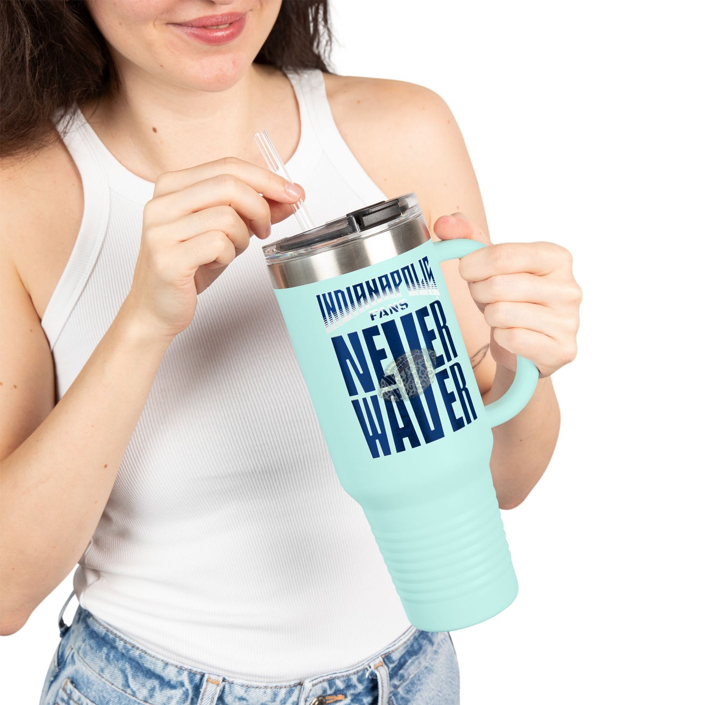 Indianapolis Fans Never Waver W-Leopard Football Insulated Travel Mug, 40oz - Never Waver