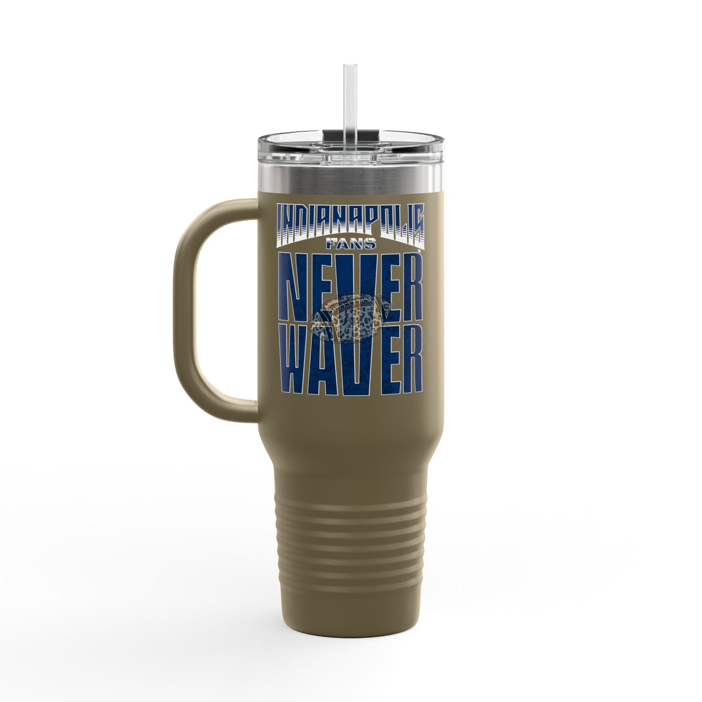 Indianapolis Fans Never Waver W-Leopard Football Insulated Travel Mug, 40oz - Never Waver