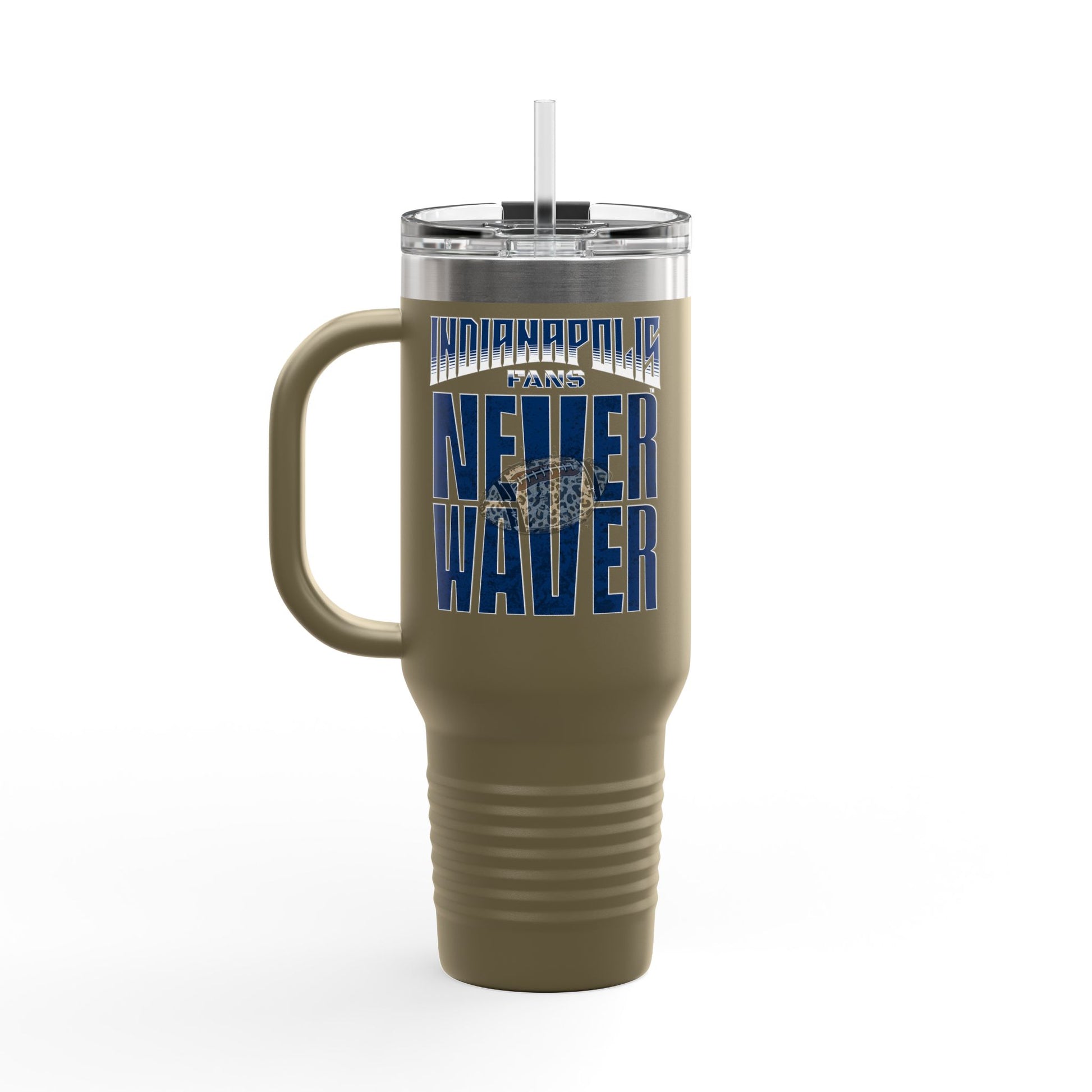 Indianapolis Fans Never Waver W-Leopard Football Insulated Travel Mug, 40oz - Never Waver