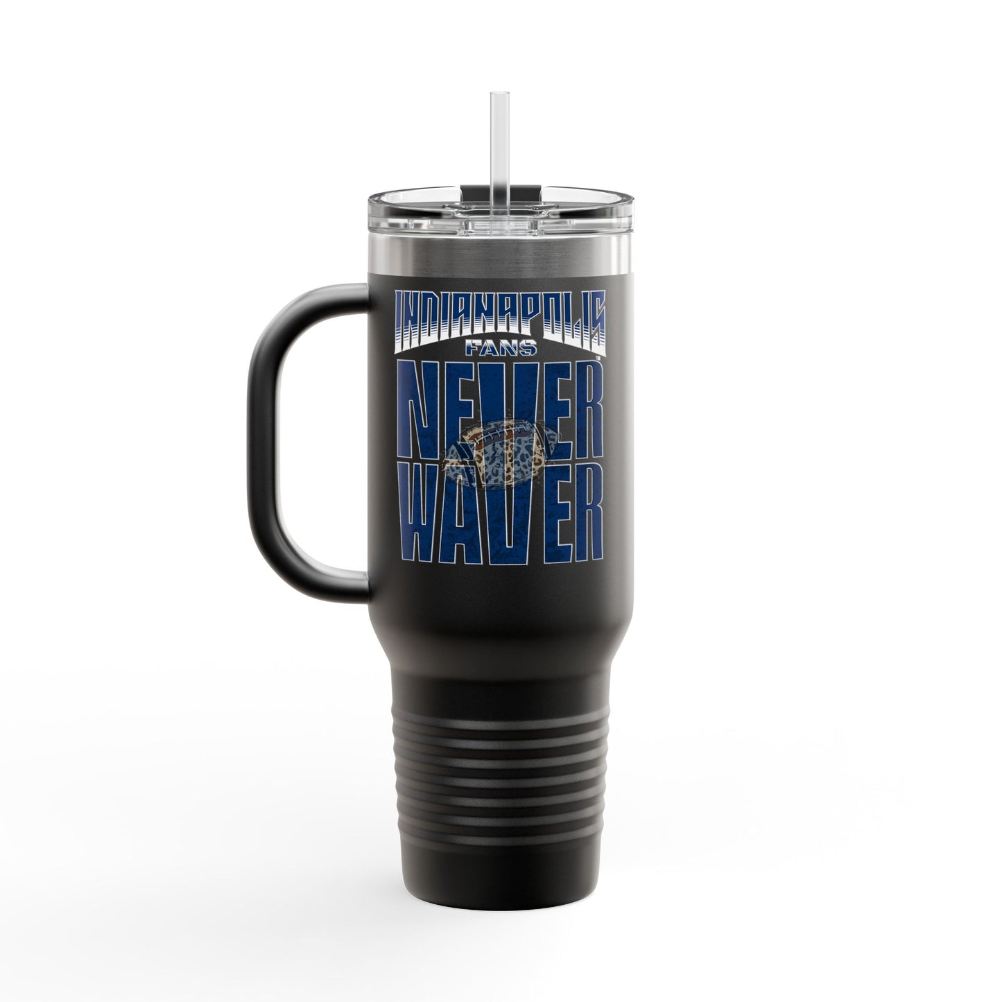 Indianapolis Fans Never Waver W-Leopard Football Insulated Travel Mug, 40oz - Never Waver