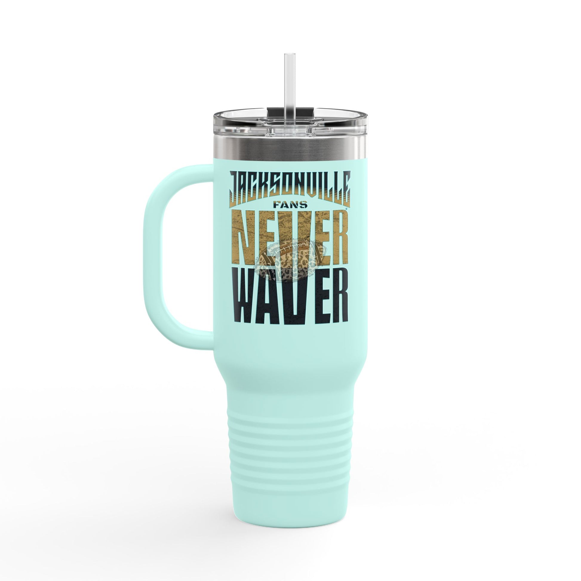 Jacksonville Fans Never Waver W-Leopard Football Insulated Travel Mug, 40oz - Never Waver