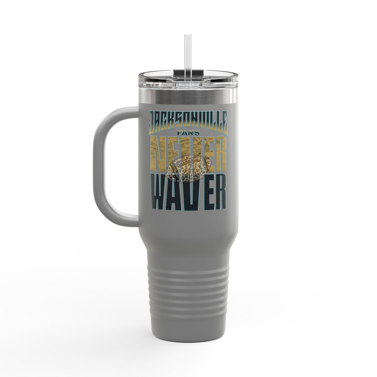 Jacksonville Fans Never Waver W-Leopard Football Insulated Travel Mug, 40oz - Never Waver