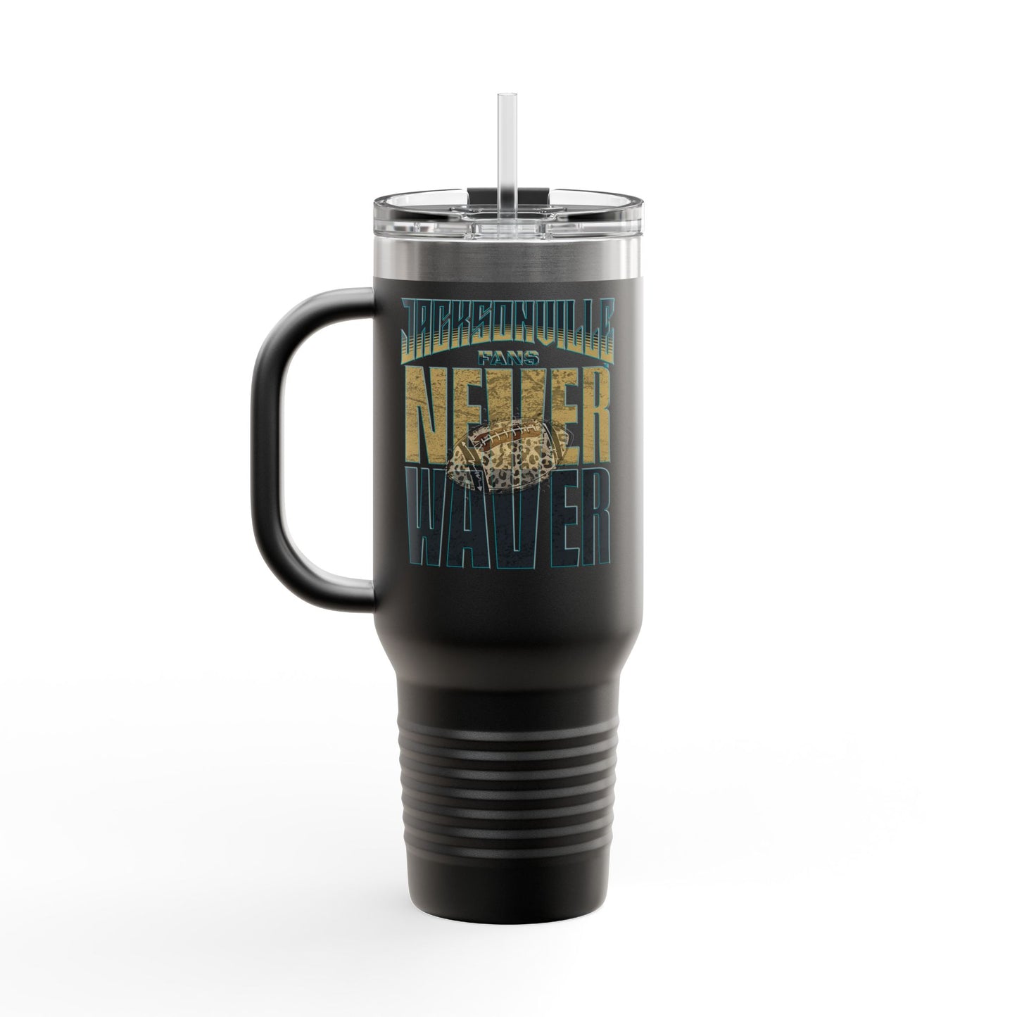 Jacksonville Fans Never Waver W-Leopard Football Insulated Travel Mug, 40oz - Never Waver