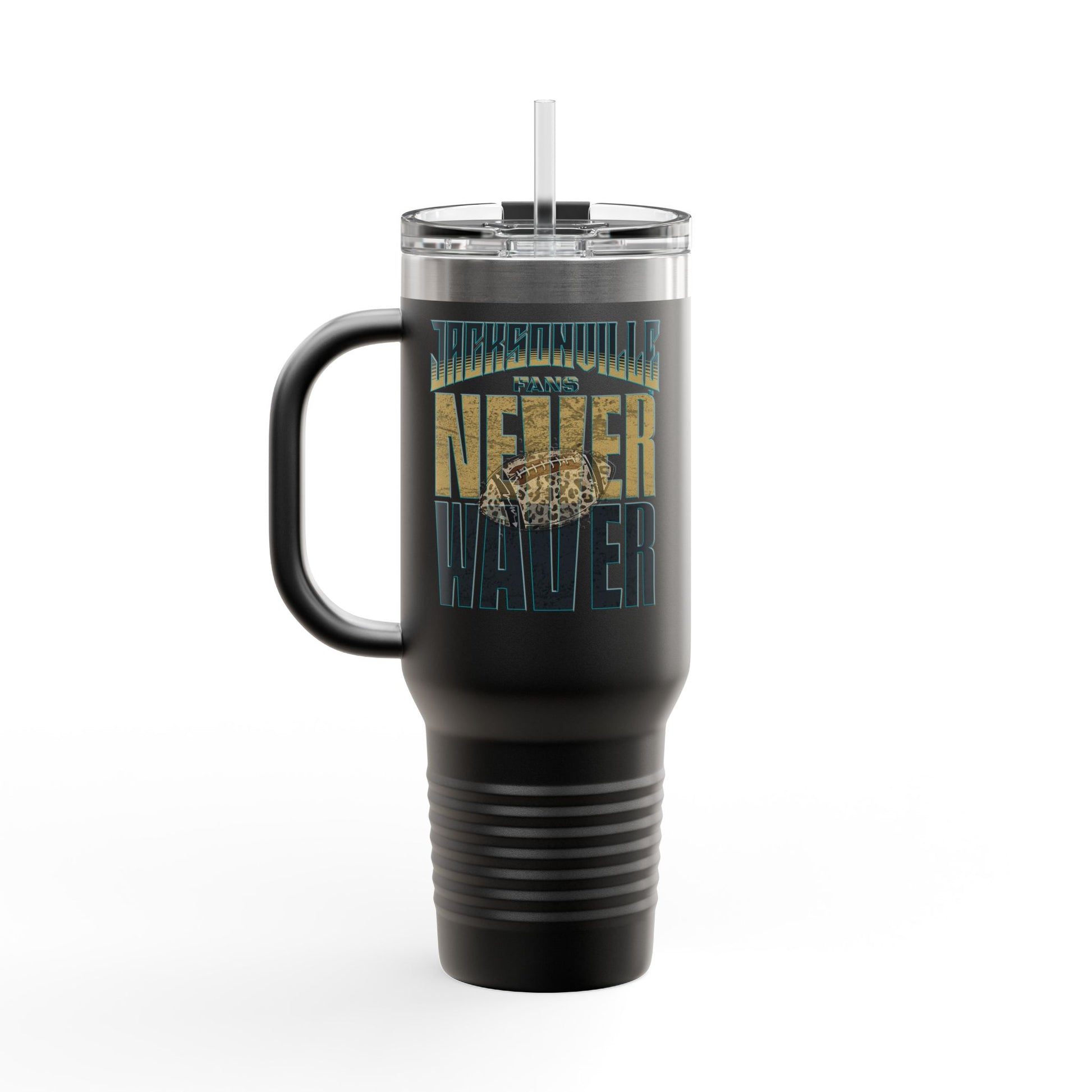 Jacksonville Fans Never Waver W-Leopard Football Insulated Travel Mug, 40oz - Never Waver