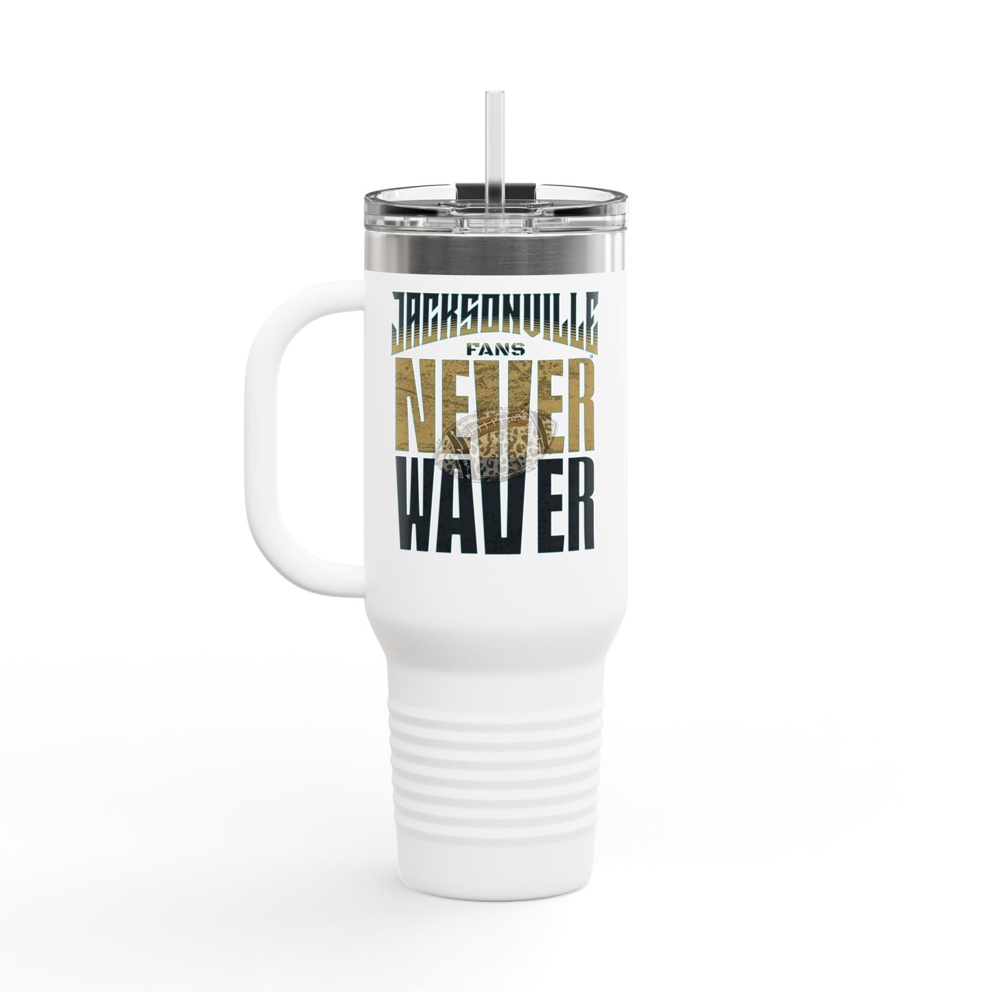 Jacksonville Fans Never Waver W-Leopard Football Insulated Travel Mug, 40oz - Never Waver
