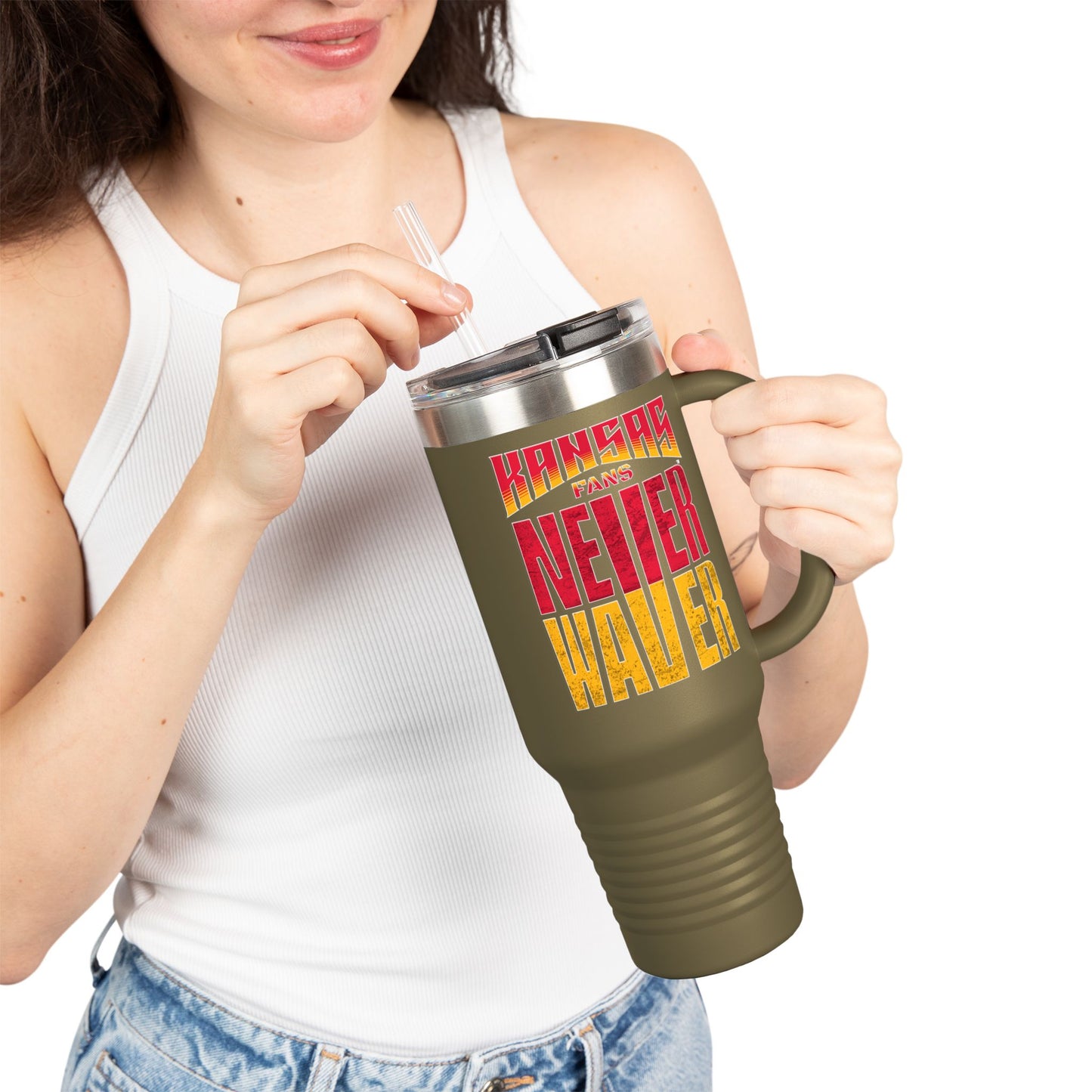 Kansas Fans Never Waver Insulated Travel Mug, 40oz - Never Waver