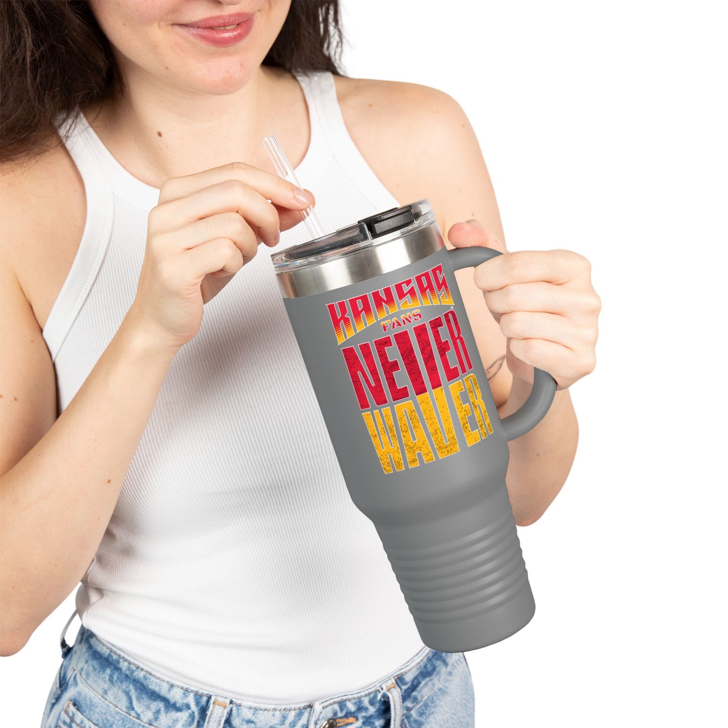 Kansas Fans Never Waver Insulated Travel Mug, 40oz - Never Waver