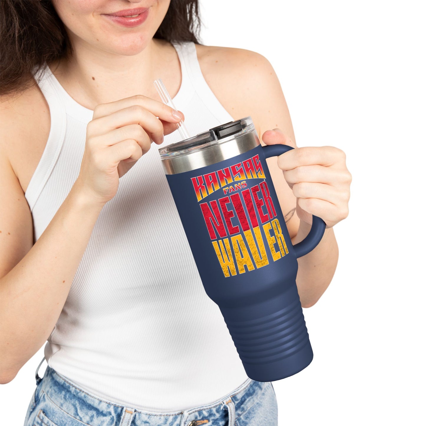 Kansas Fans Never Waver Insulated Travel Mug, 40oz - Never Waver