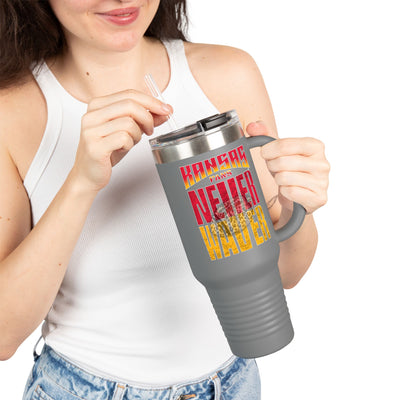 Kansas Fans Never Waver W-Leopard Football Insulated Travel Mug, 40oz - Never Waver
