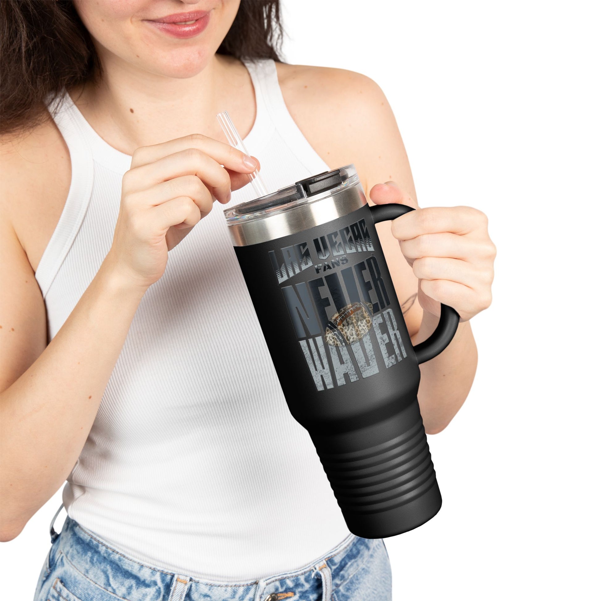 Las Vegas Fans Never Waver W-Leopard Football Insulated Travel Mug, 40oz - Never Waver