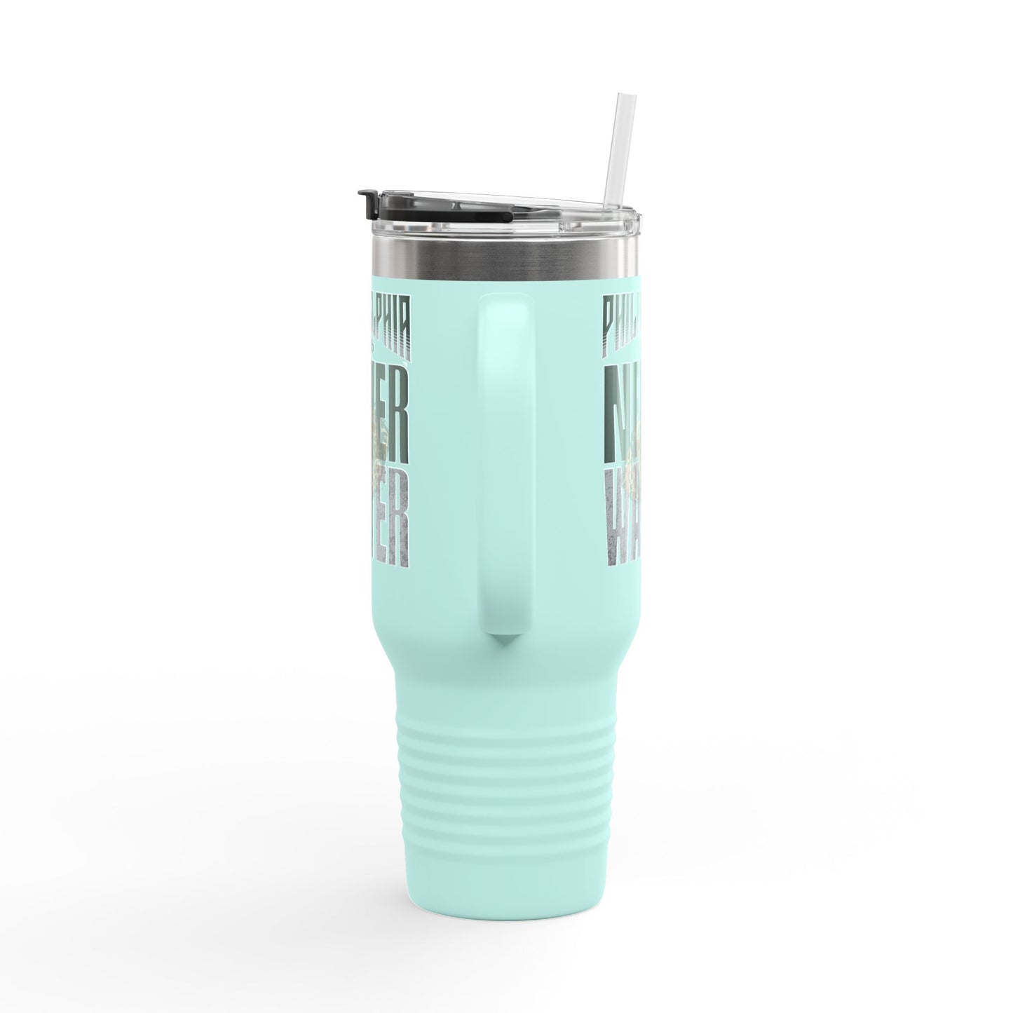 Leopard Football Insulated Travel Mug, 40oz - Philadelphia Fans Never Waver - Never Waver