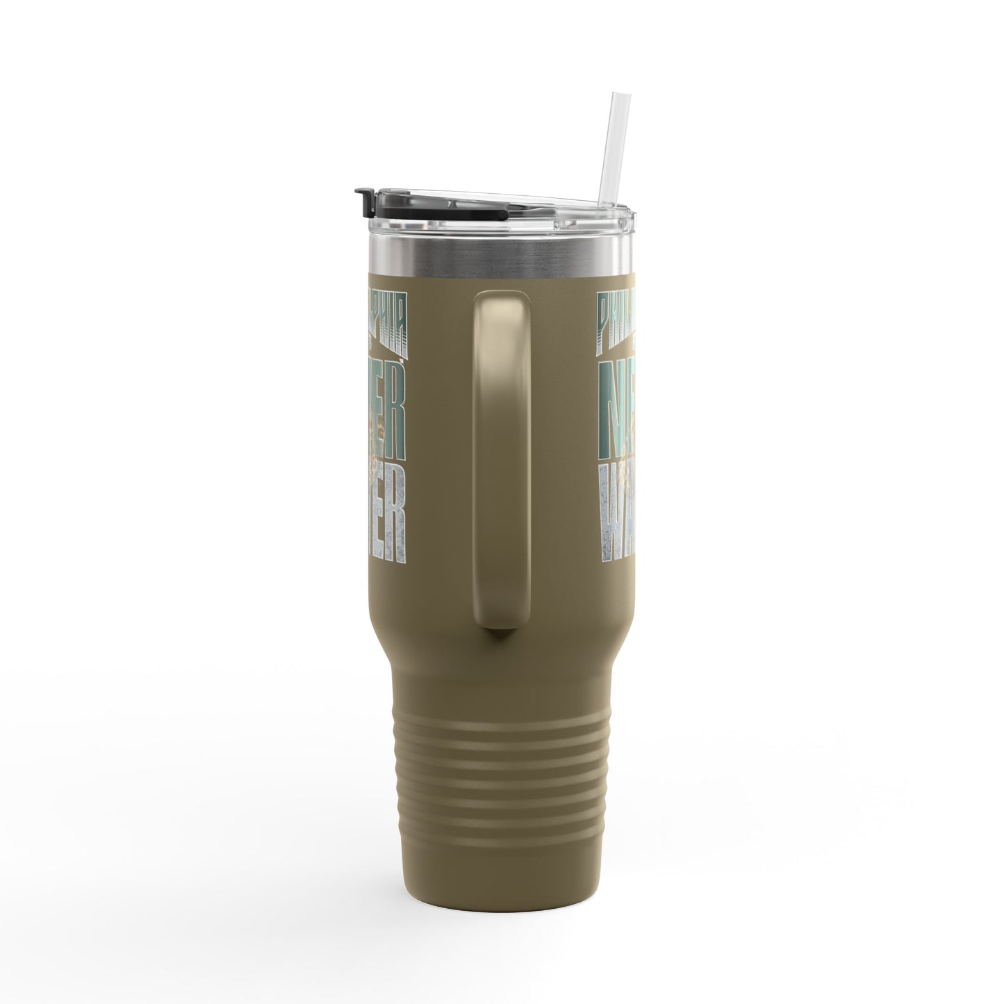 Leopard Football Insulated Travel Mug, 40oz - Philadelphia Fans Never Waver - Never Waver