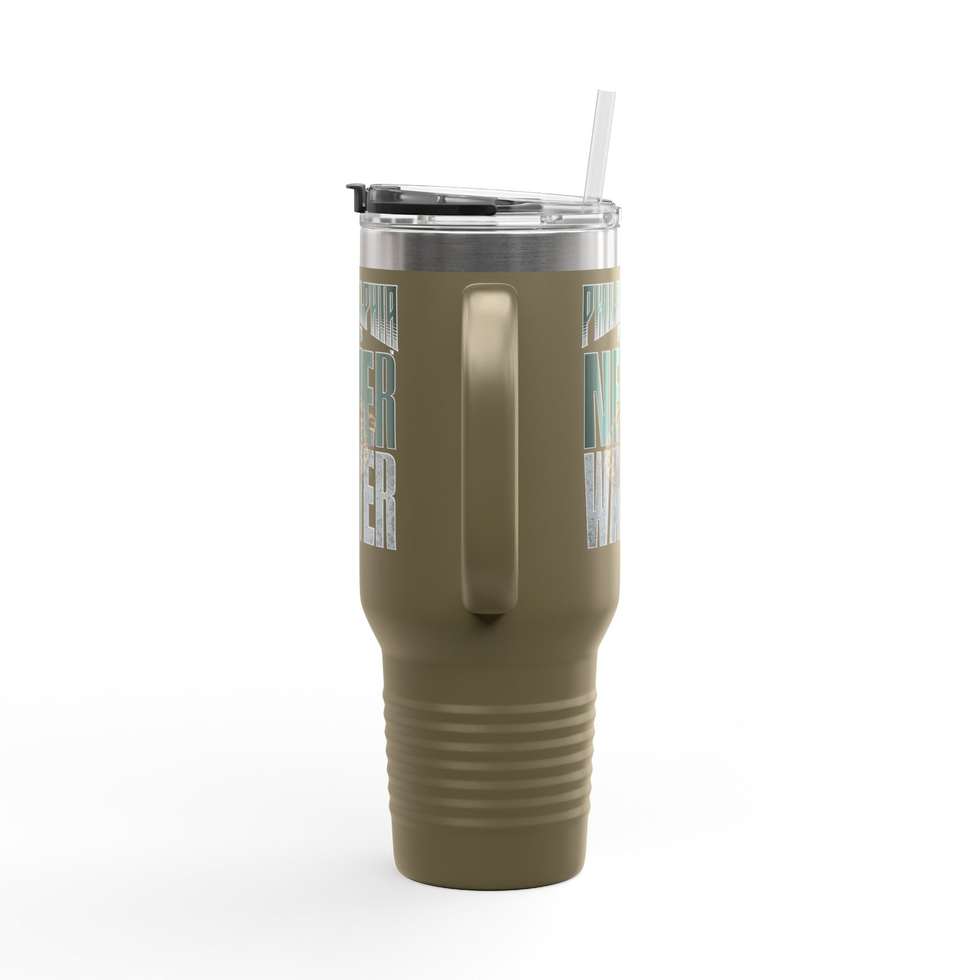 Leopard Football Insulated Travel Mug, 40oz - Philadelphia Fans Never Waver - Never Waver