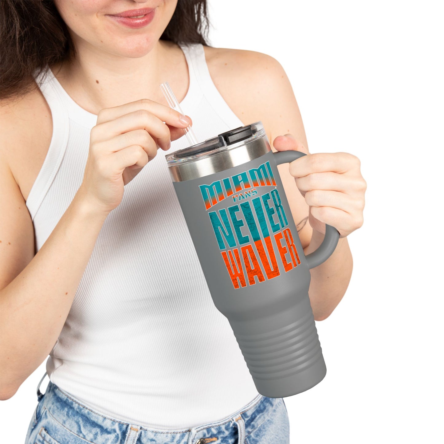 Miami Fans Never Waver Insulated Travel Mug, 40oz - Never Waver