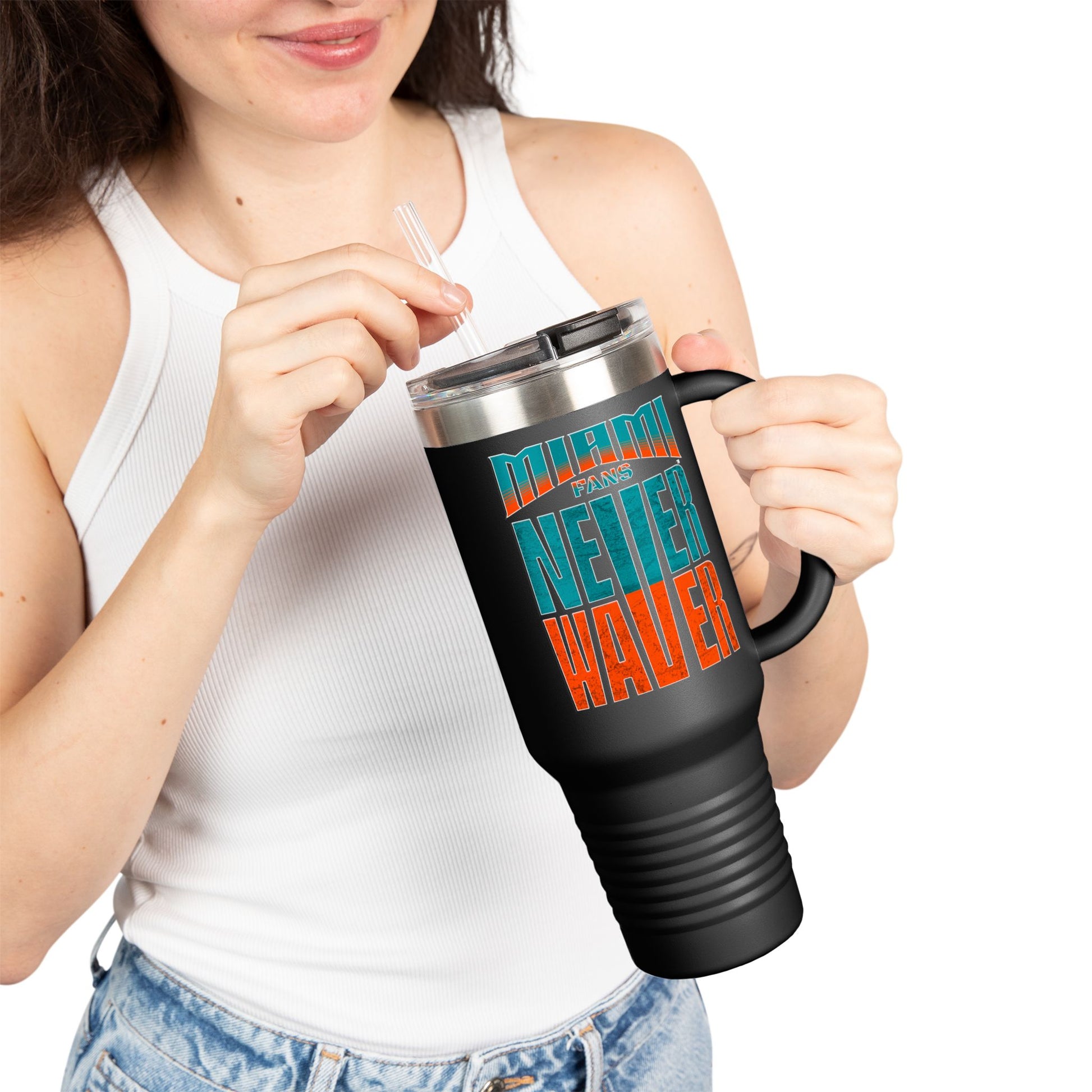 Miami Fans Never Waver Insulated Travel Mug, 40oz - Never Waver
