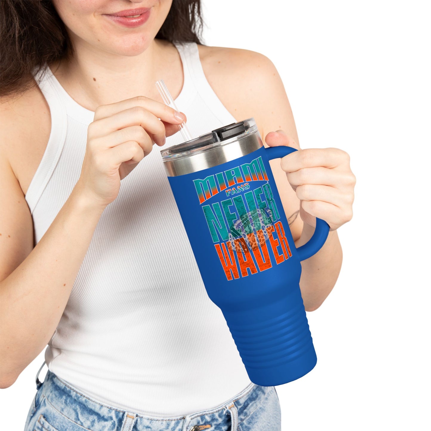 Miami Fans Never Waver W-Leopard Football Insulated Travel Mug, 40oz - Never Waver