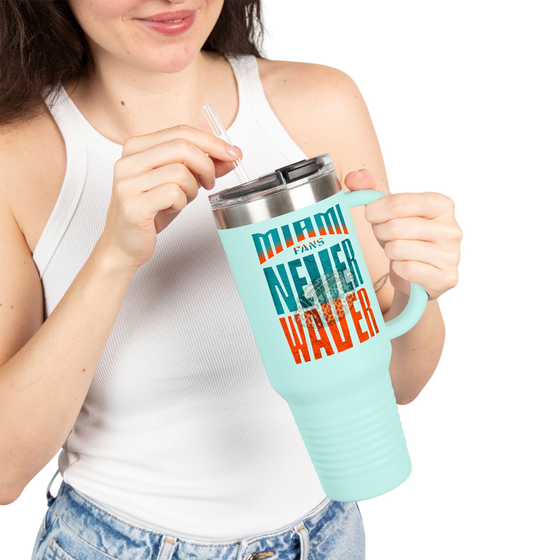 Miami Fans Never Waver W-Leopard Football Insulated Travel Mug, 40oz - Never Waver