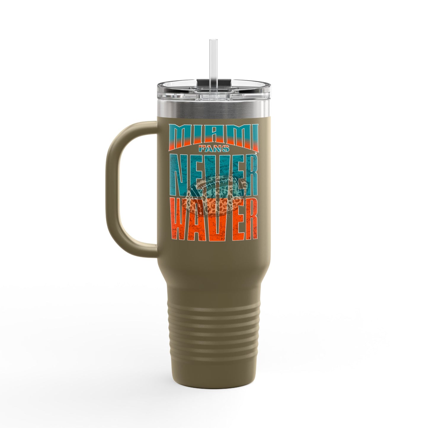 Miami Fans Never Waver W-Leopard Football Insulated Travel Mug, 40oz - Never Waver