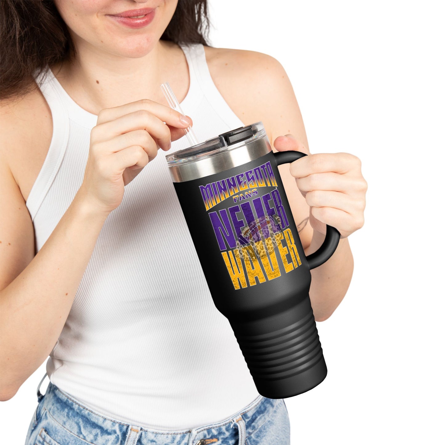 Minnesota Never Waver W-Leopard Football Insulated Travel Mug, 40oz - Never Waver