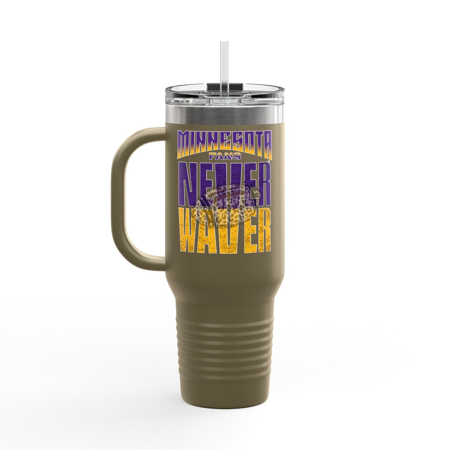 Minnesota Never Waver W-Leopard Football Insulated Travel Mug, 40oz - Never Waver