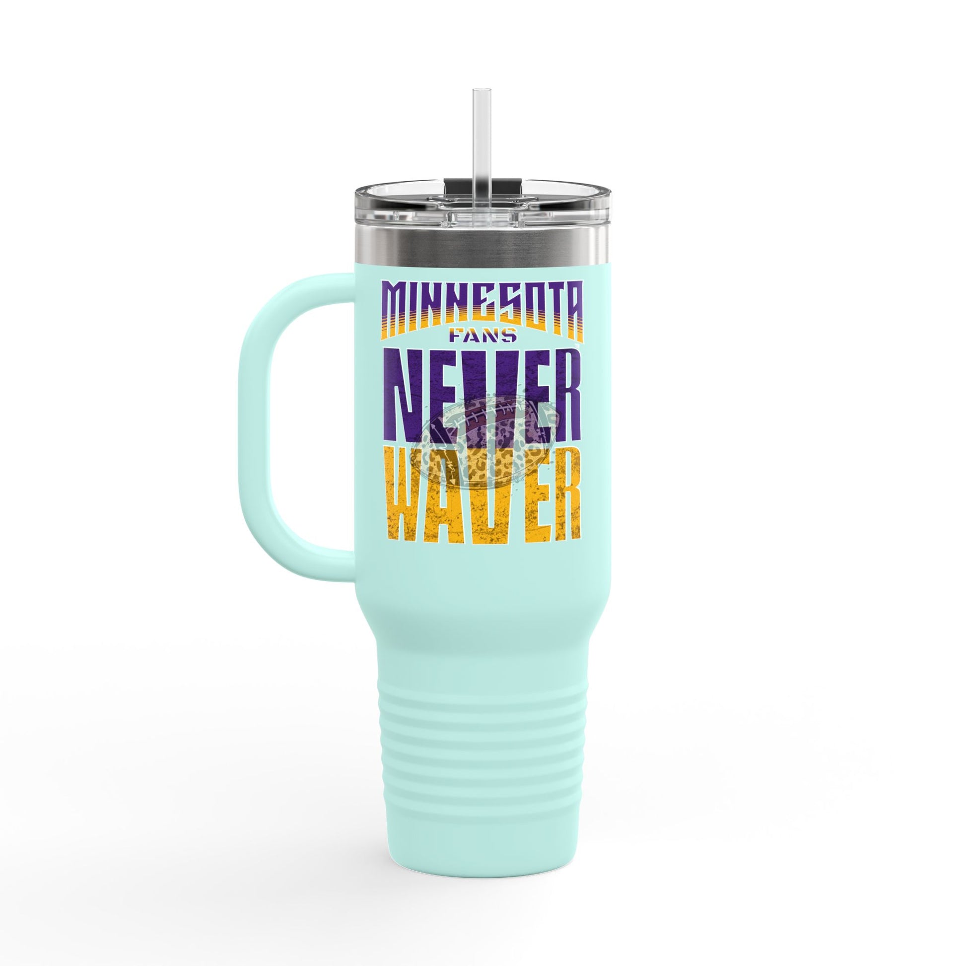 Minnesota Never Waver W-Leopard Football Insulated Travel Mug, 40oz - Never Waver