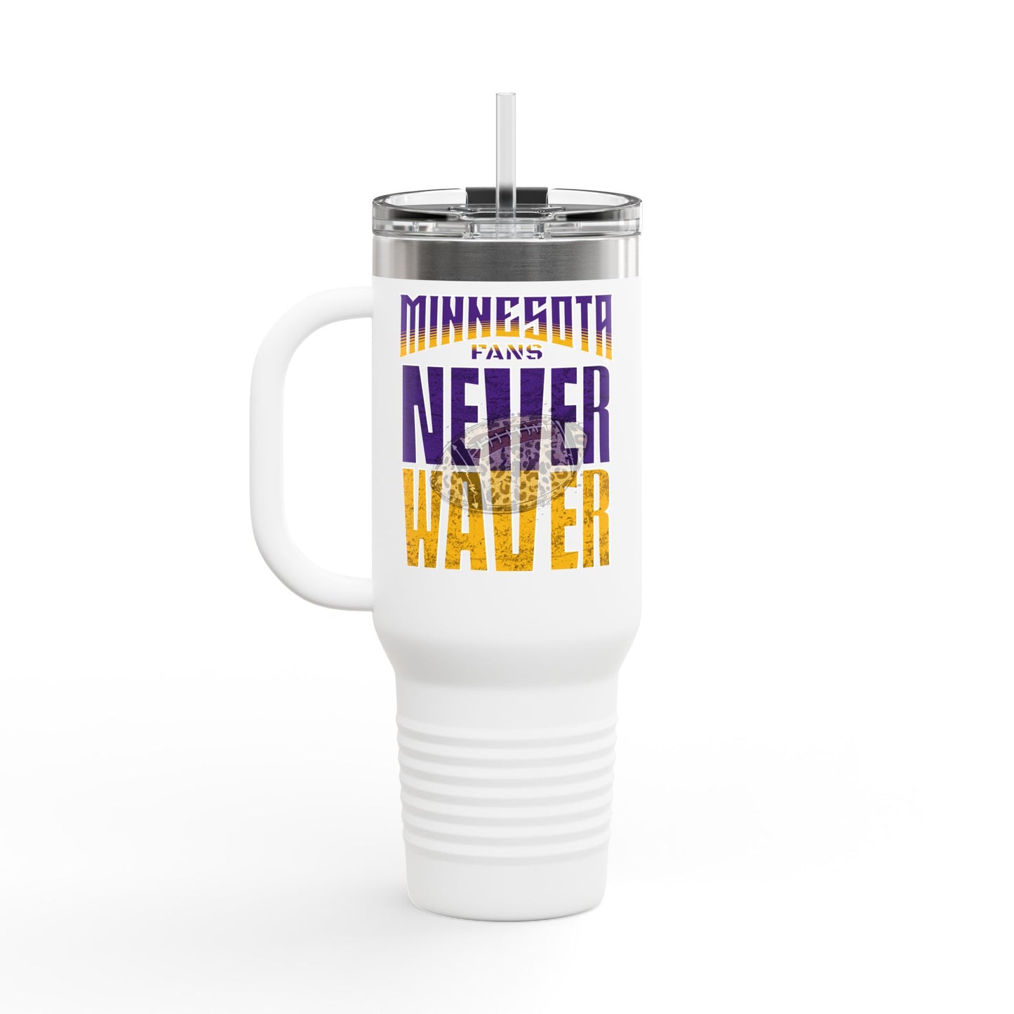 Minnesota Never Waver W-Leopard Football Insulated Travel Mug, 40oz - Never Waver