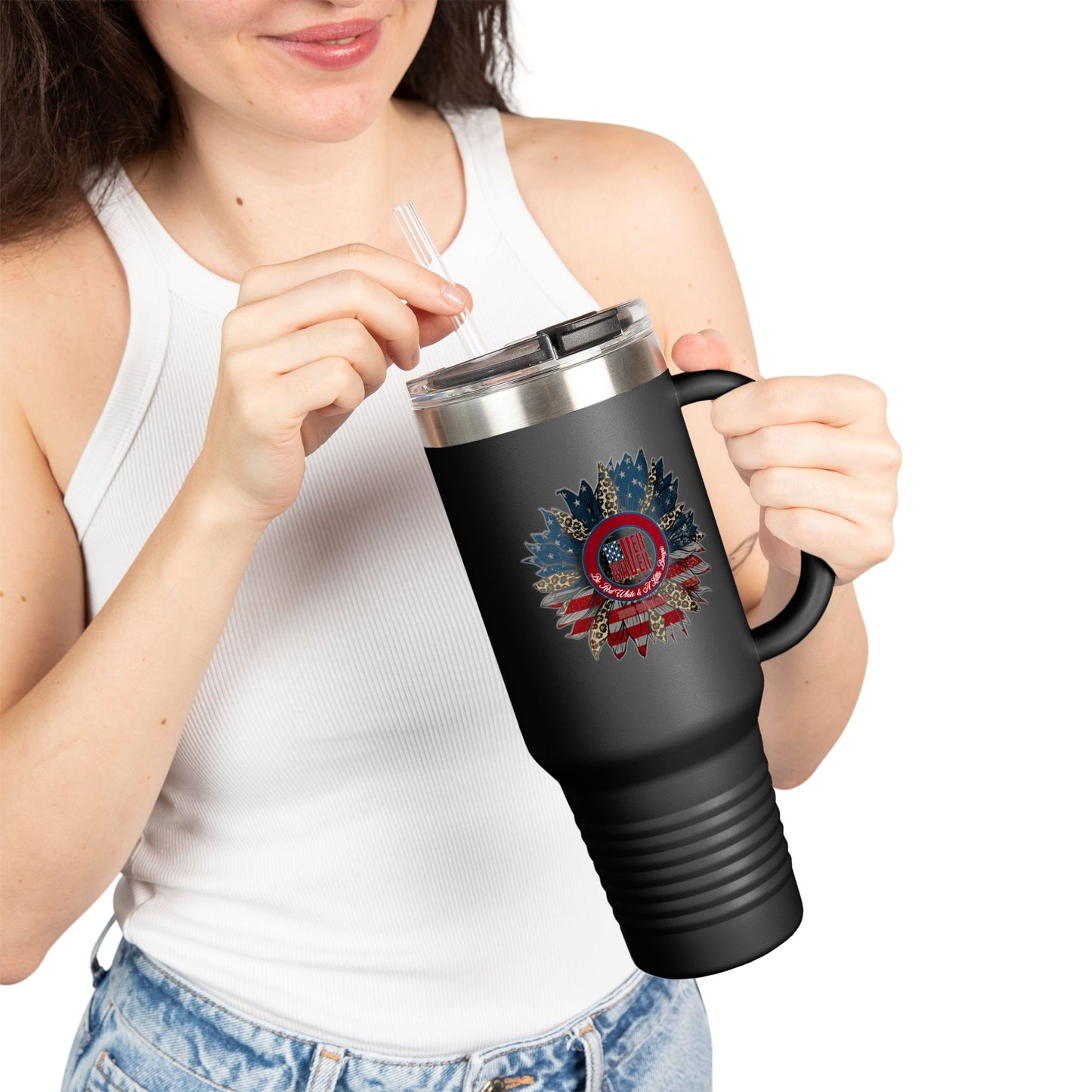 Never Waver Be Red Withe And A Little Bougie  Insulated Travel Mug, 40oz - Never Waver