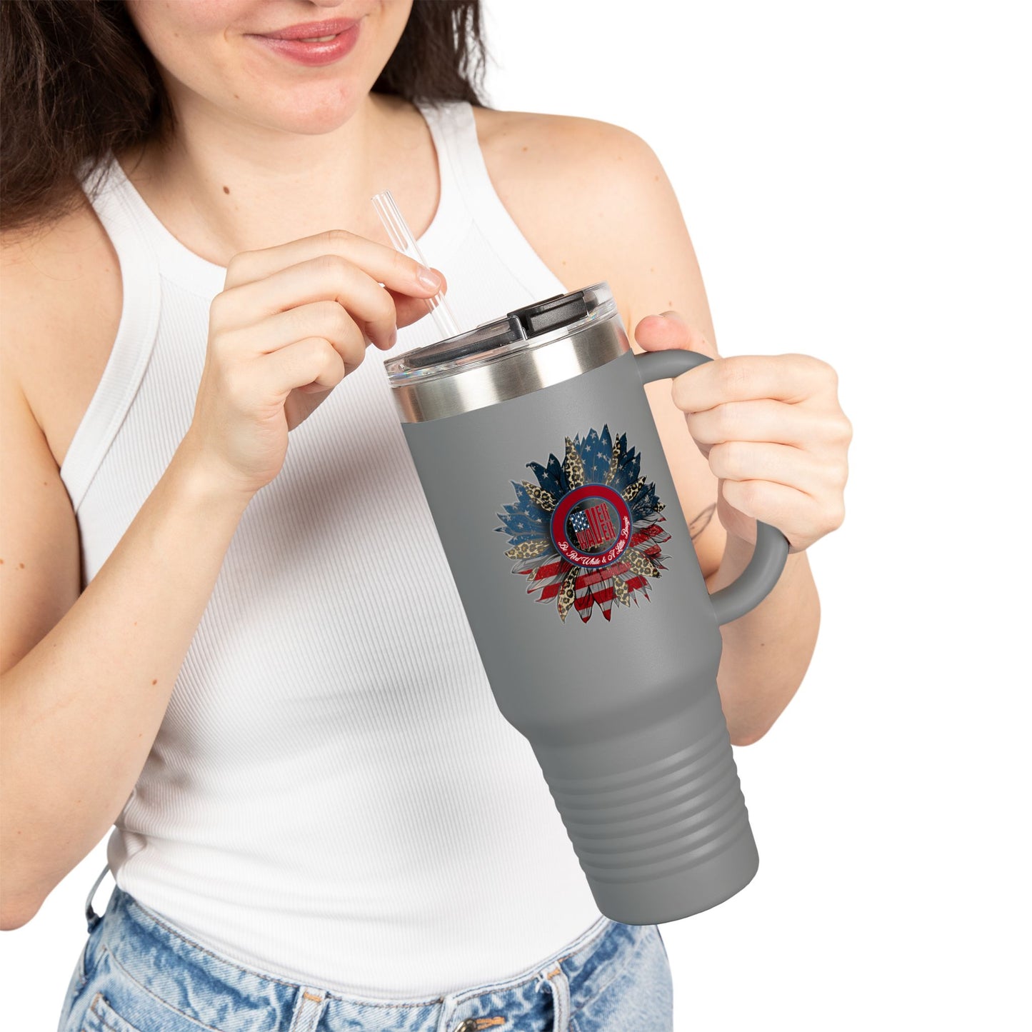 Never Waver Be Red Withe And A Little Bougie  Insulated Travel Mug, 40oz - Never Waver