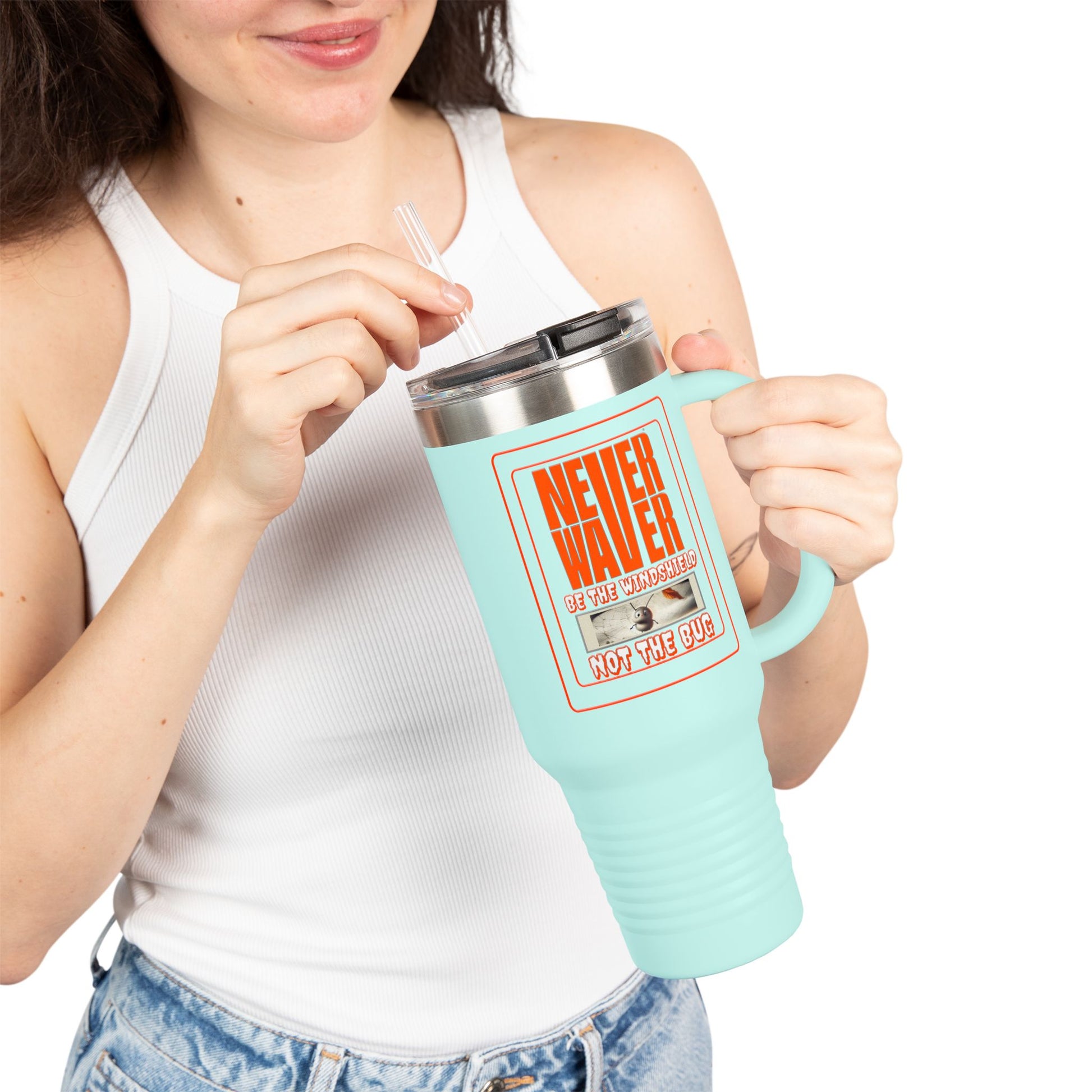 Never Waver be the Windshield  Insulated Travel Mug, 40oz - Never Waver