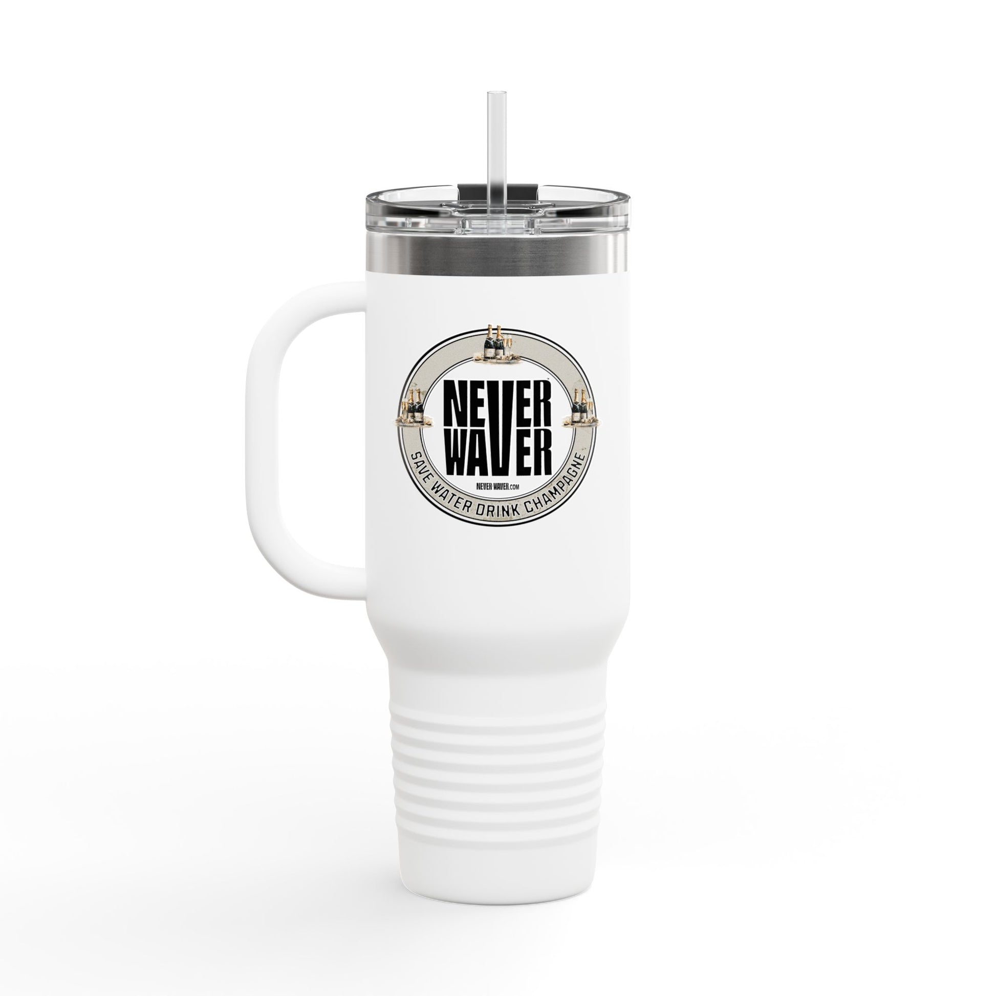 Never Waver Save Water Drink Champagne Insulated Travel Mug, 40oz - Never Waver