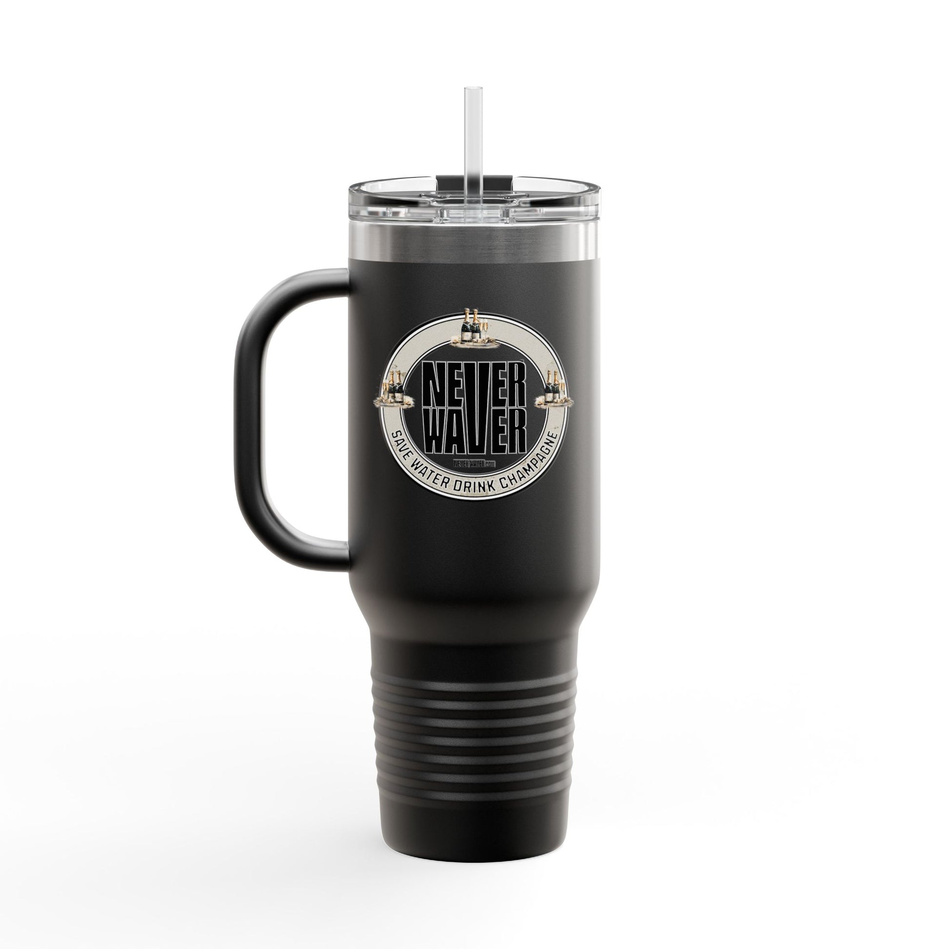 Never Waver Save Water Drink Champagne Insulated Travel Mug, 40oz - Never Waver