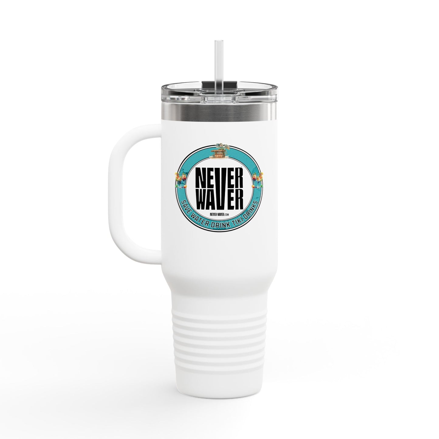 Never Waver Save Water Drink Tiki Drinks Insulated Travel Mug, 40oz - Never Waver