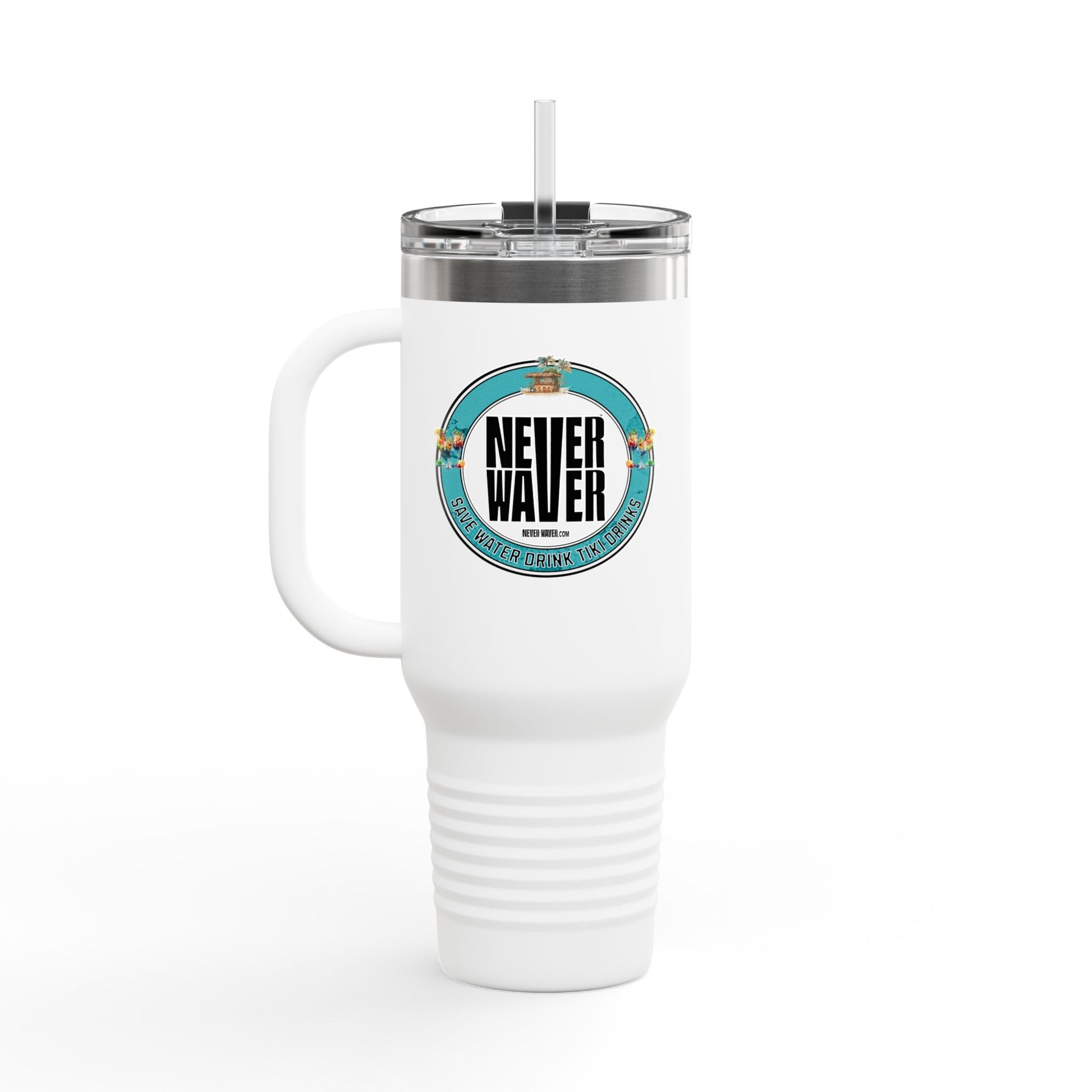 Never Waver Save Water Drink Tiki Drinks Insulated Travel Mug, 40oz - Never Waver