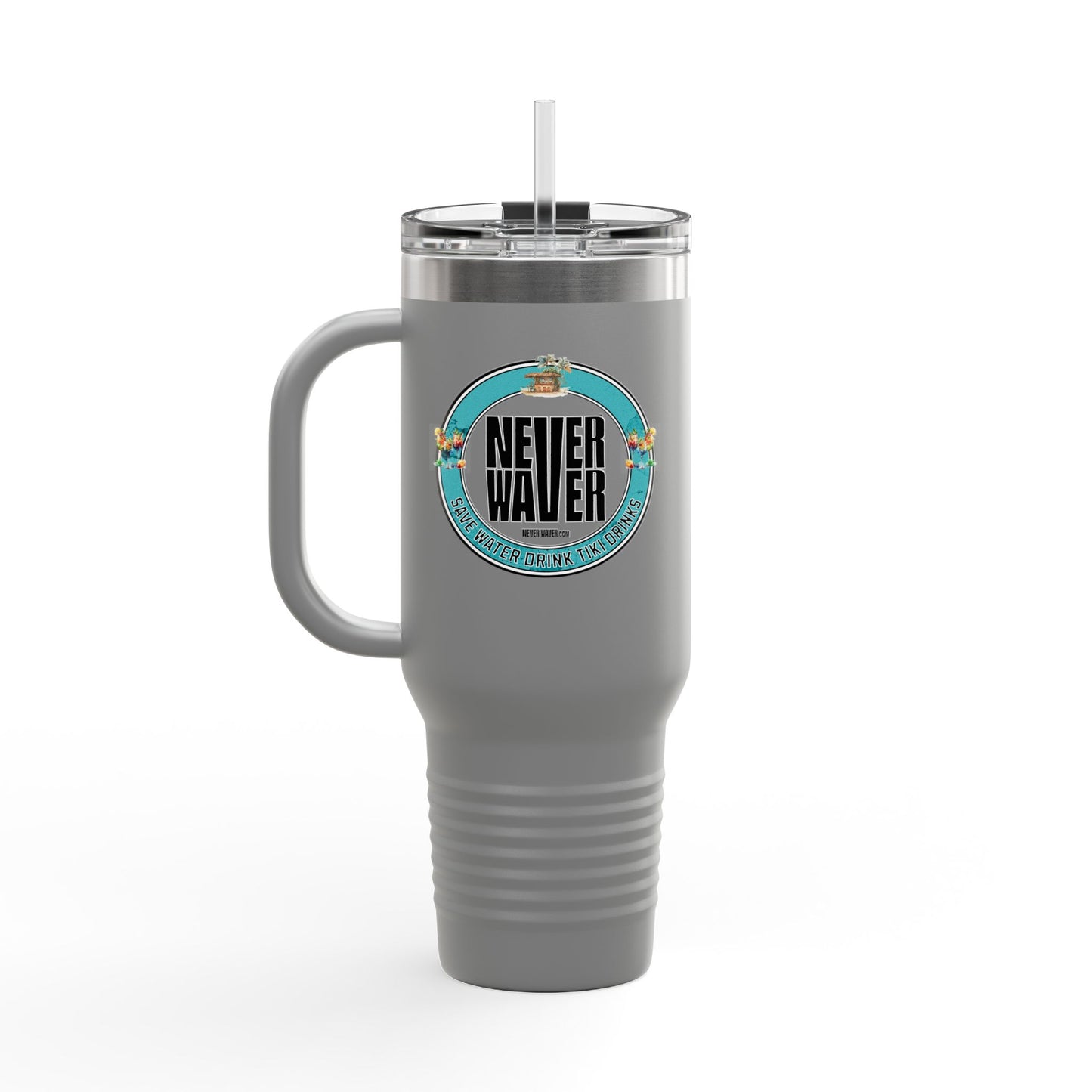 Never Waver Save Water Drink Tiki Drinks Insulated Travel Mug, 40oz - Never Waver