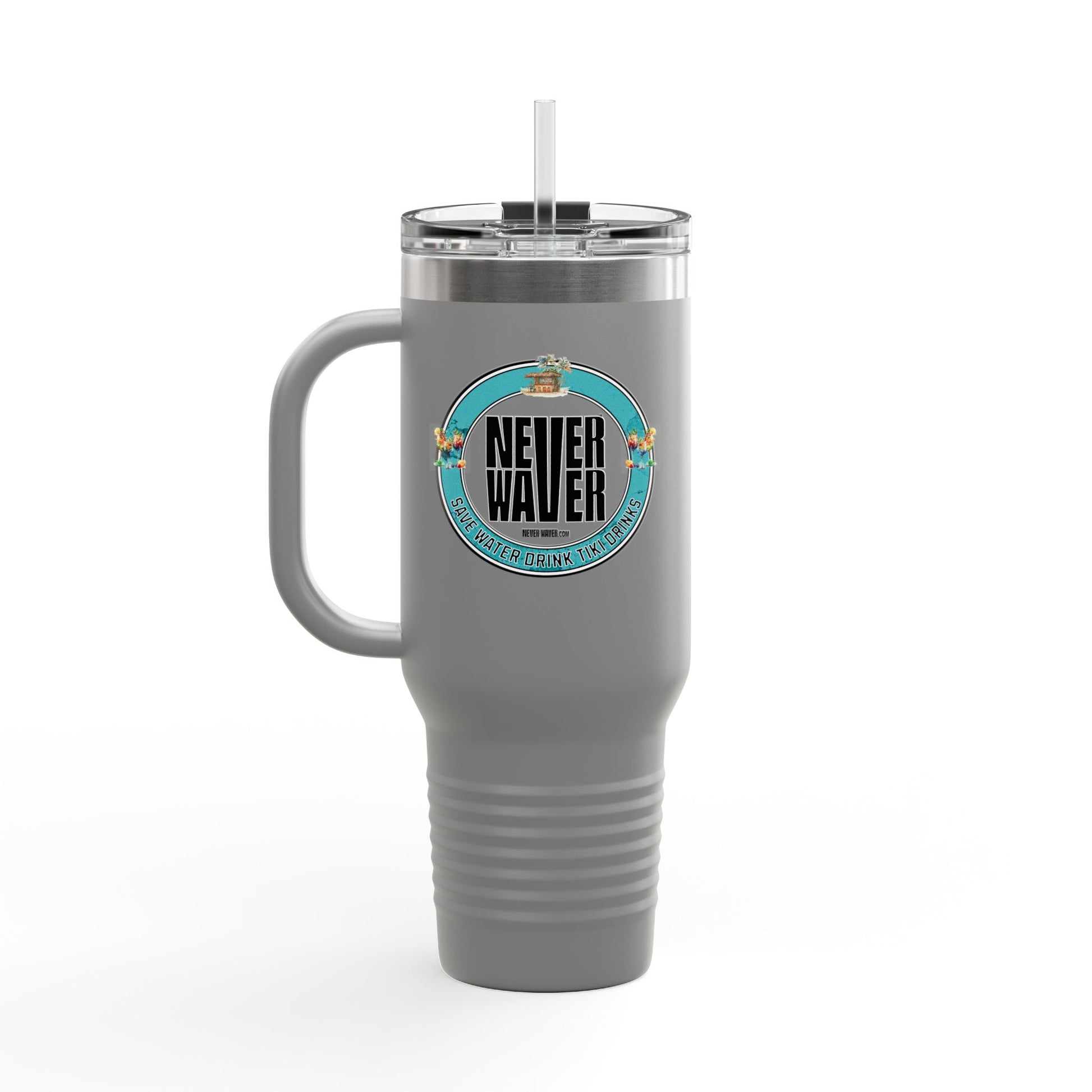 Never Waver Save Water Drink Tiki Drinks Insulated Travel Mug, 40oz - Never Waver