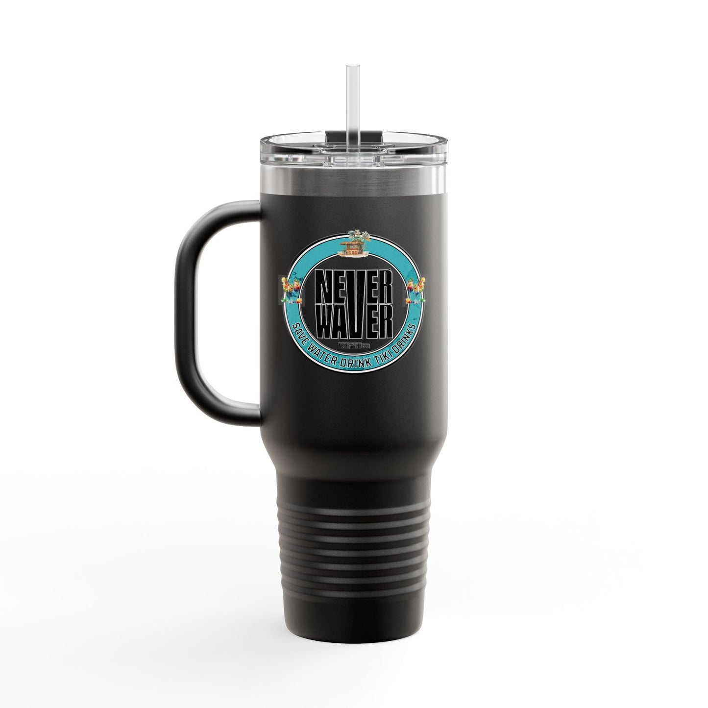 Never Waver Save Water Drink Tiki Drinks Insulated Travel Mug, 40oz - Never Waver