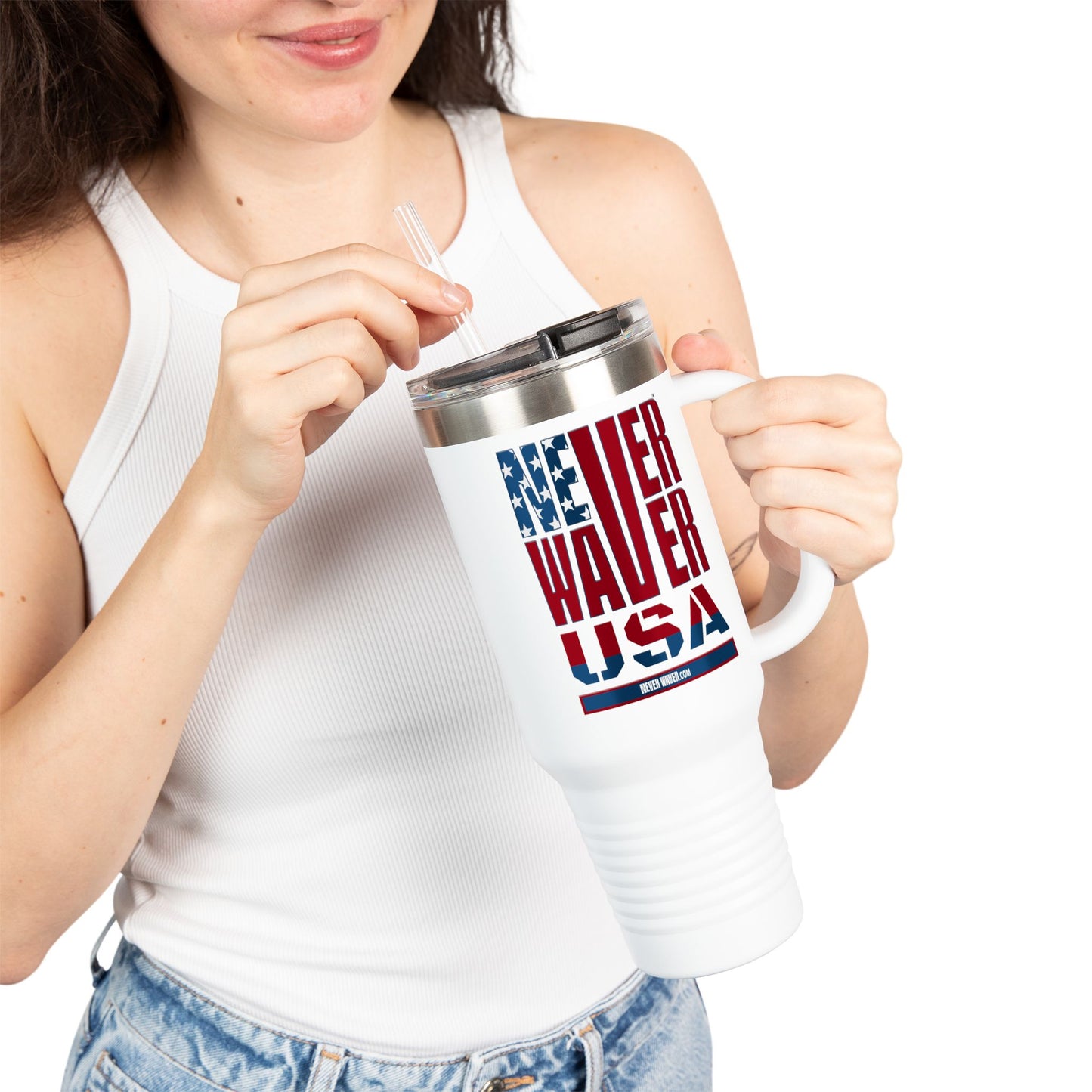 Never Waver USA Insulated Travel Mug, 40oz - Never Waver