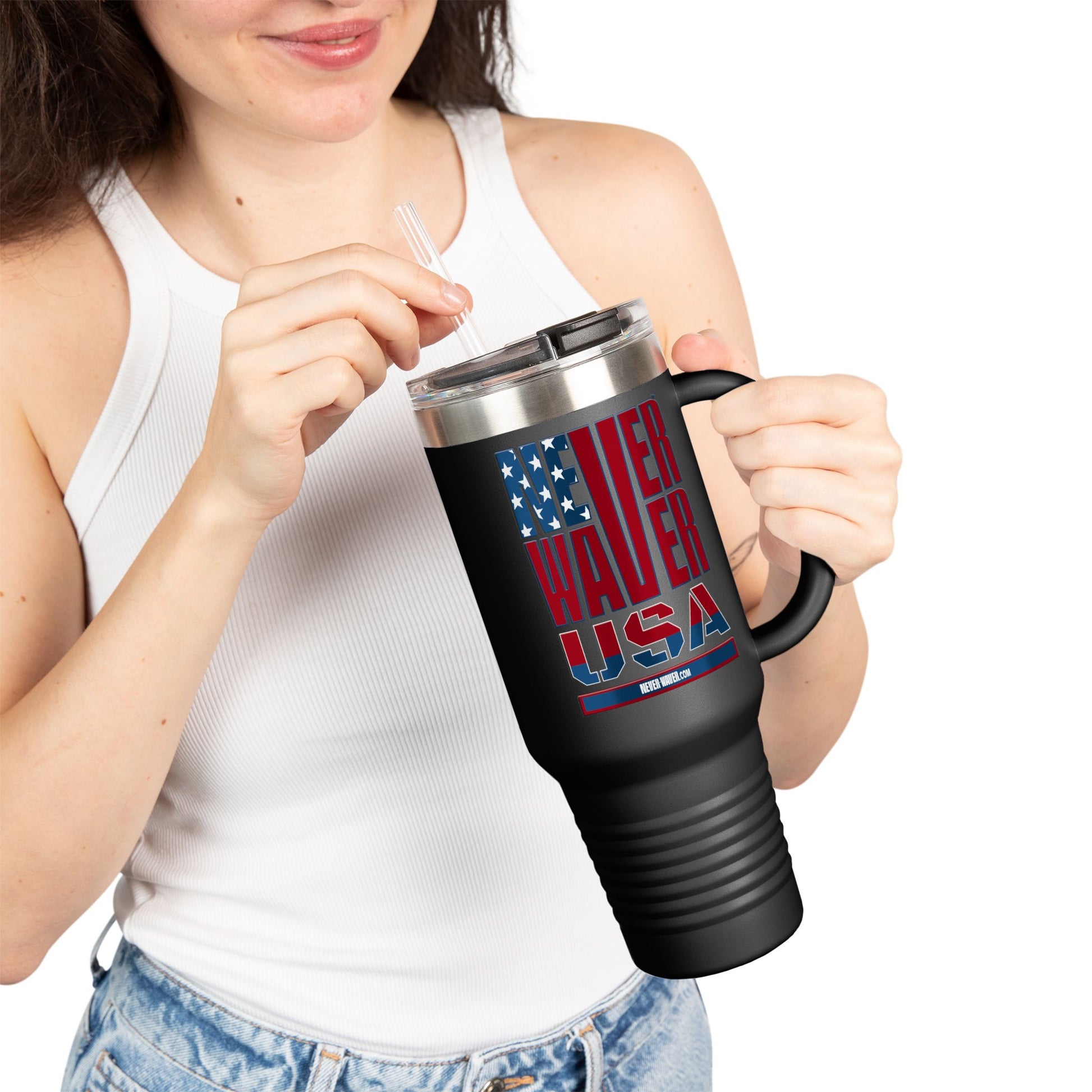 Never Waver USA Insulated Travel Mug, 40oz - Never Waver