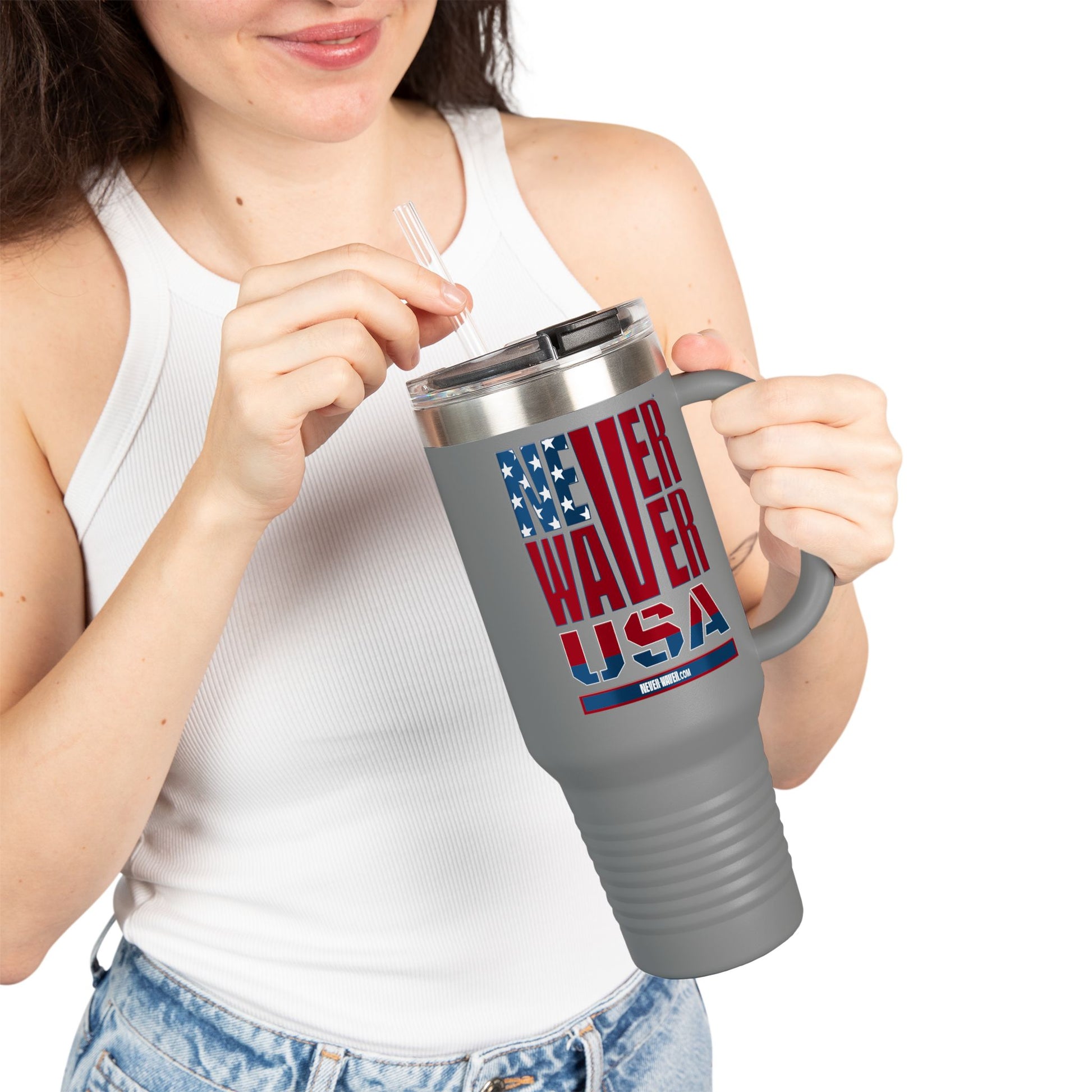 Never Waver USA Insulated Travel Mug, 40oz - Never Waver