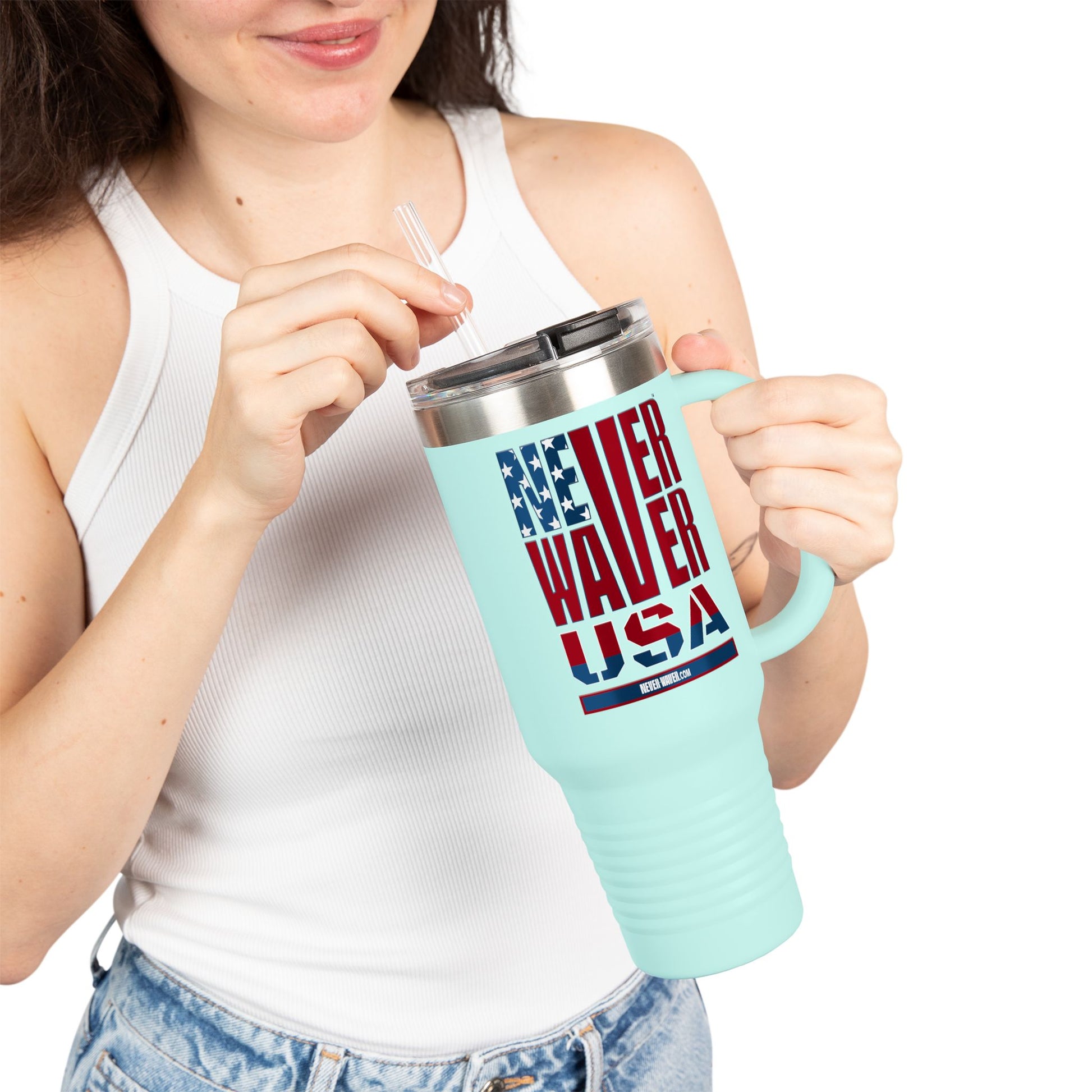 Never Waver USA Insulated Travel Mug, 40oz - Never Waver