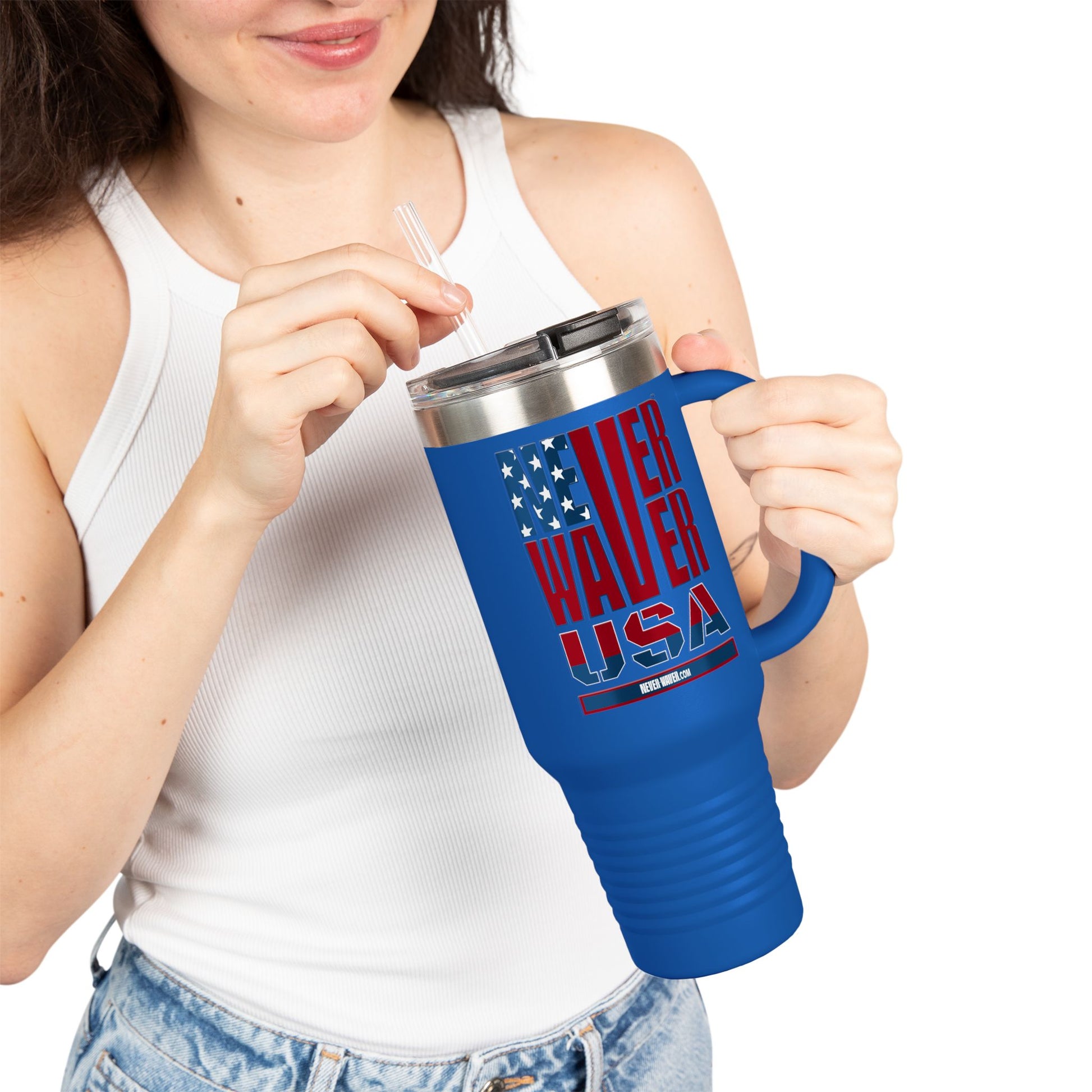 Never Waver USA Insulated Travel Mug, 40oz - Never Waver
