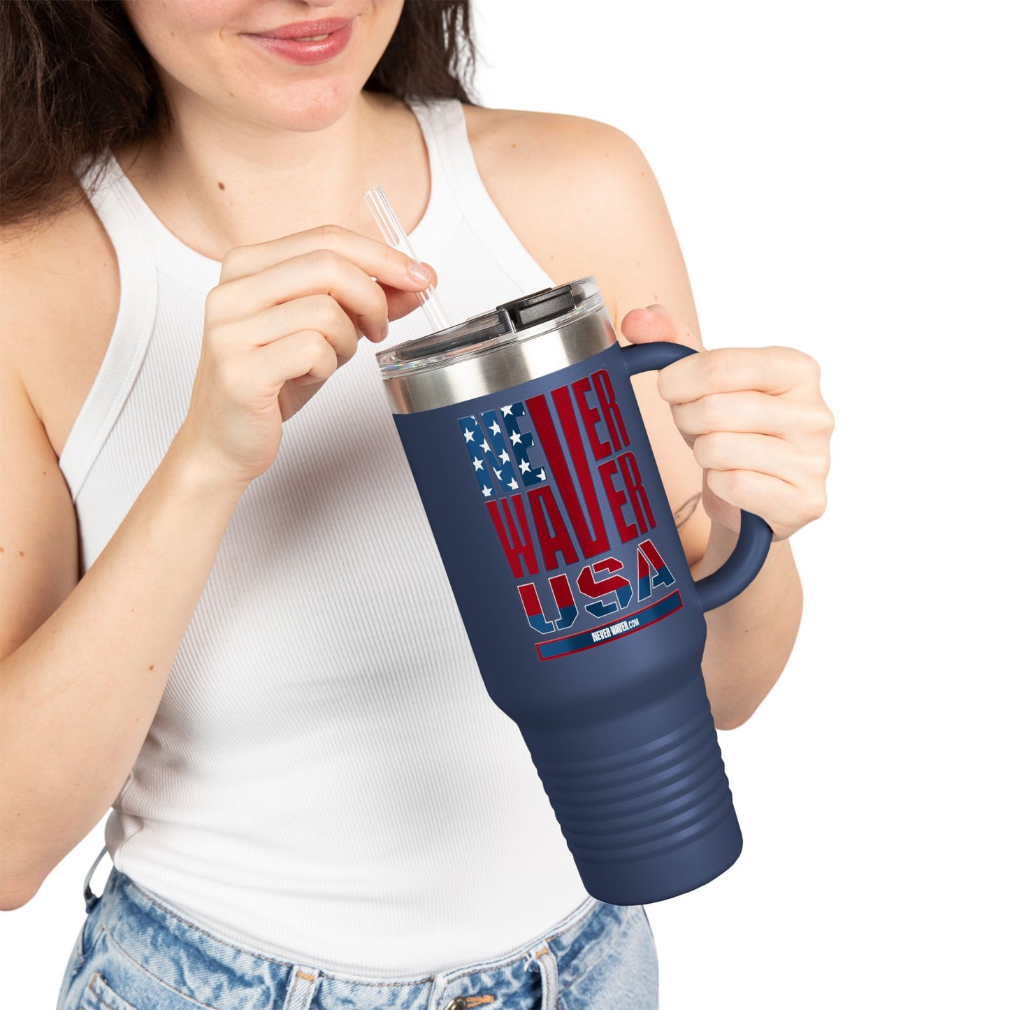 Never Waver USA Insulated Travel Mug, 40oz - Never Waver